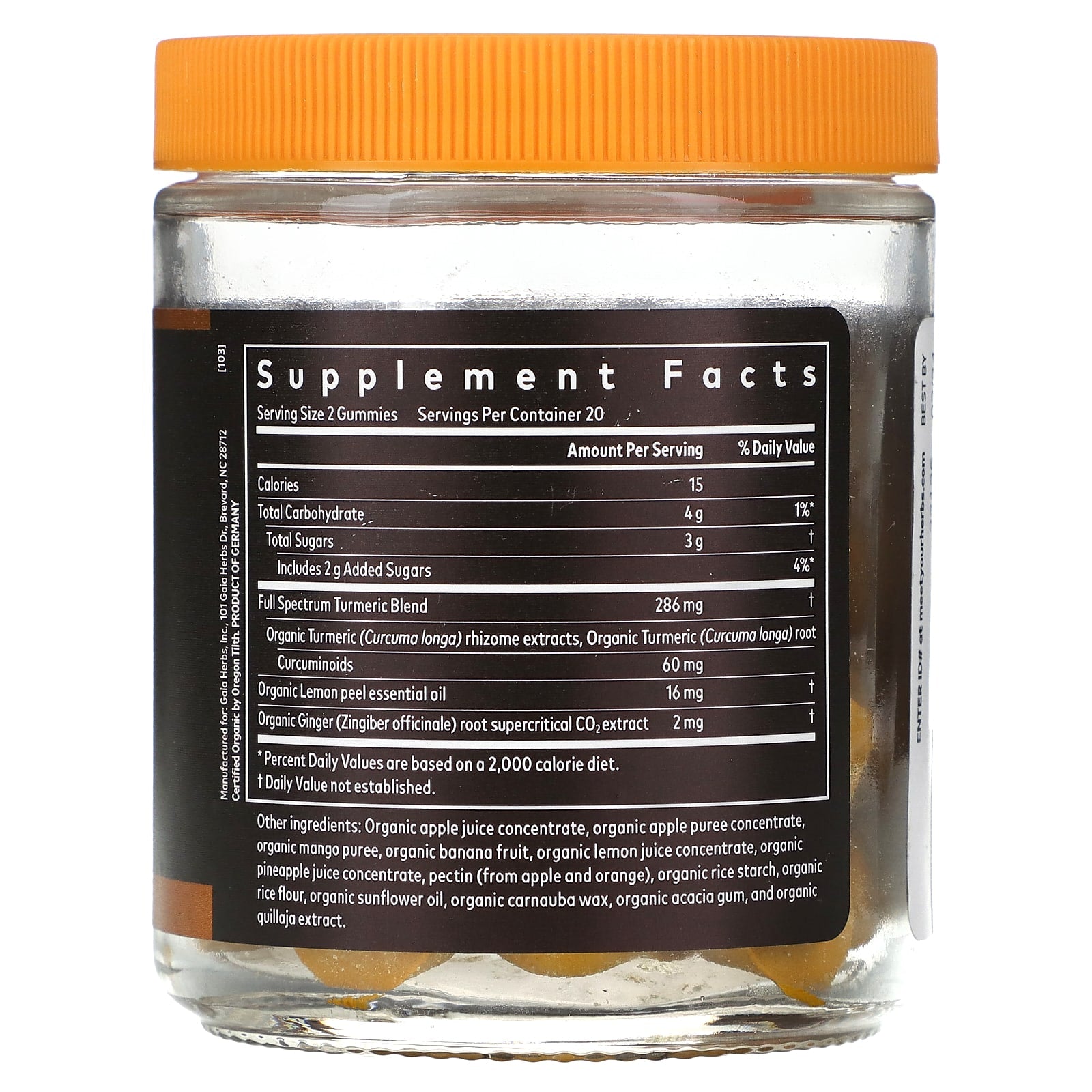 Turmeric Supreme Daily Gummies by Gaia Herbs - USDA Organic, 60mg Curcuminoids - Image 2