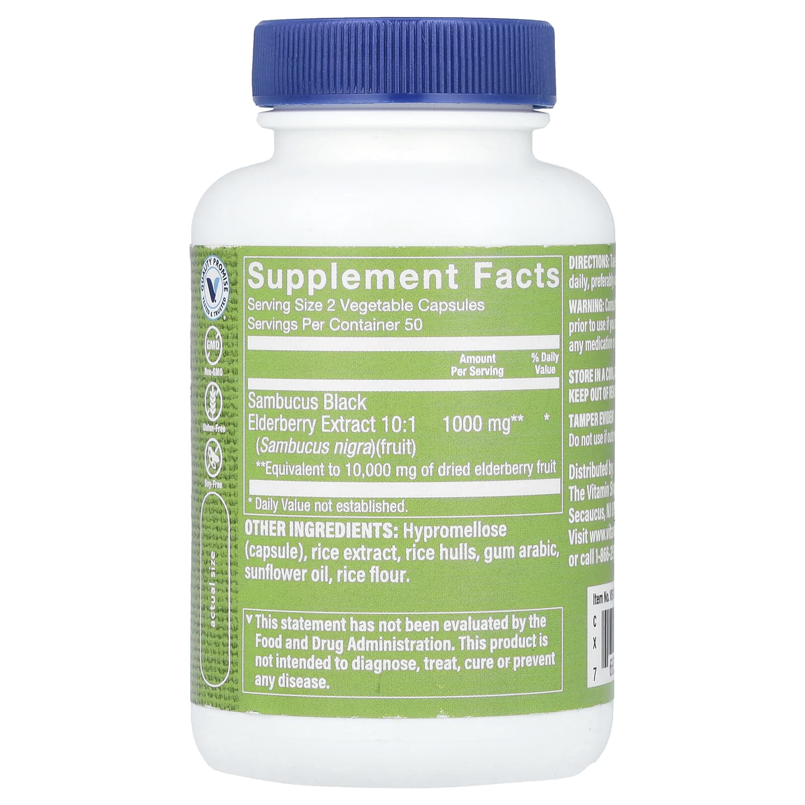 The Vitamin Shoppe, Sambucus Black Elderberry, 100 Vegetable Capsules (500 mg per Capsule)