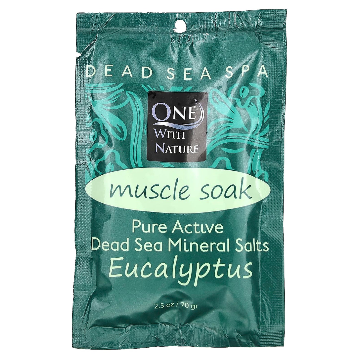 One with Nature, Dead Sea Spa, Mineral Salts, Muscle Soak, Eucalyptus, 2.5 oz (70 g) - Image 1
