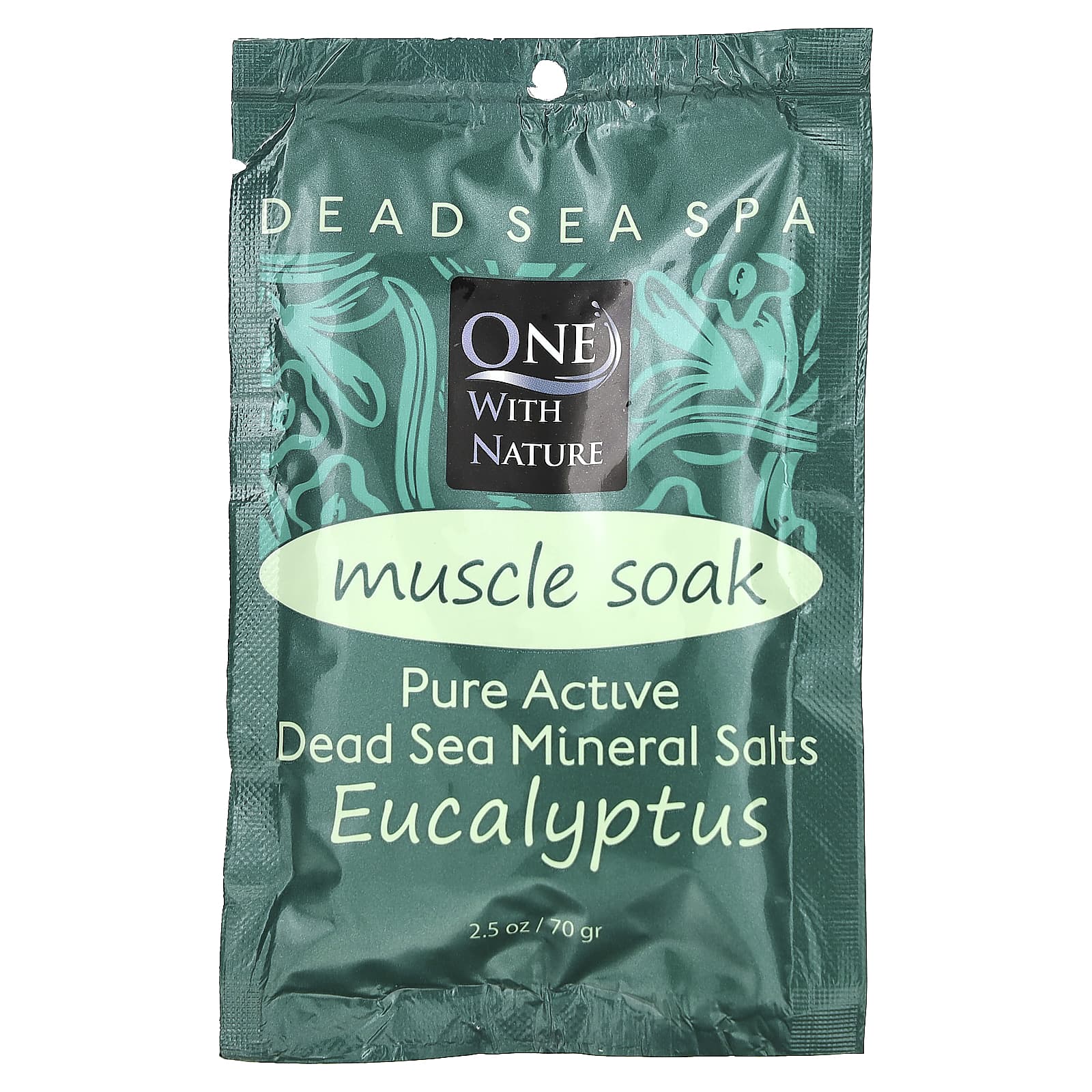 One with Nature, Dead Sea Spa, Mineral Salts, Muscle Soak, Eucalyptus, 2.5 oz (70 g) - Image 1