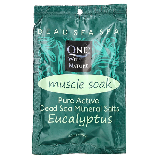 One with Nature, Dead Sea Spa, Mineral Salts, Muscle Soak, Eucalyptus, 2.5 oz (70 g) - Image 1