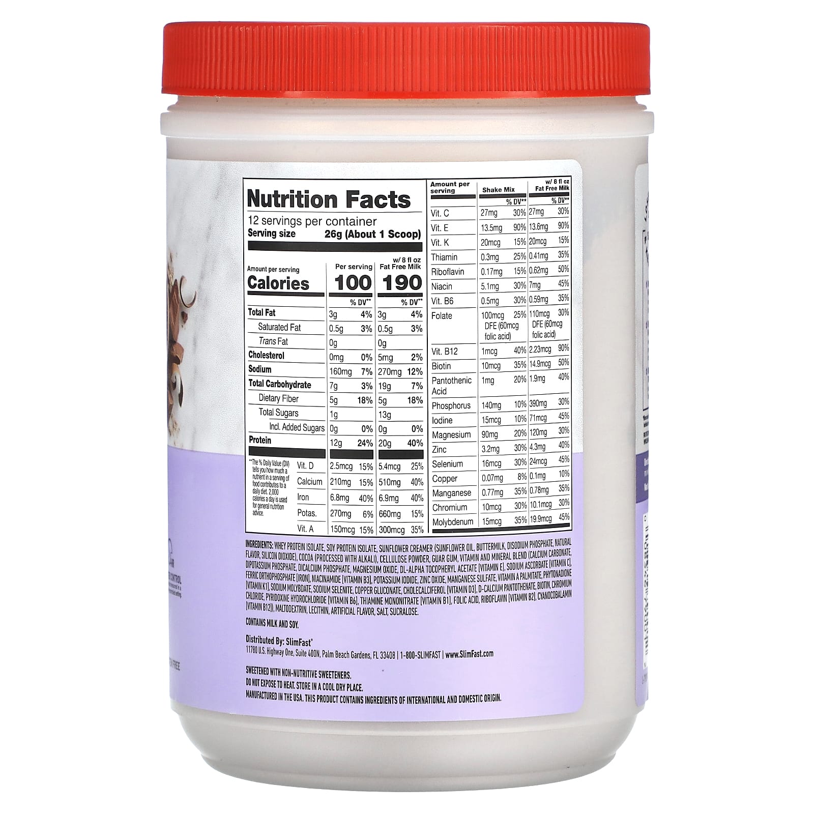 SlimFast, High Protein, Meal Replacement Smoothie Mix, Creamy Chocolate, 11 oz (312 g) - Image 2