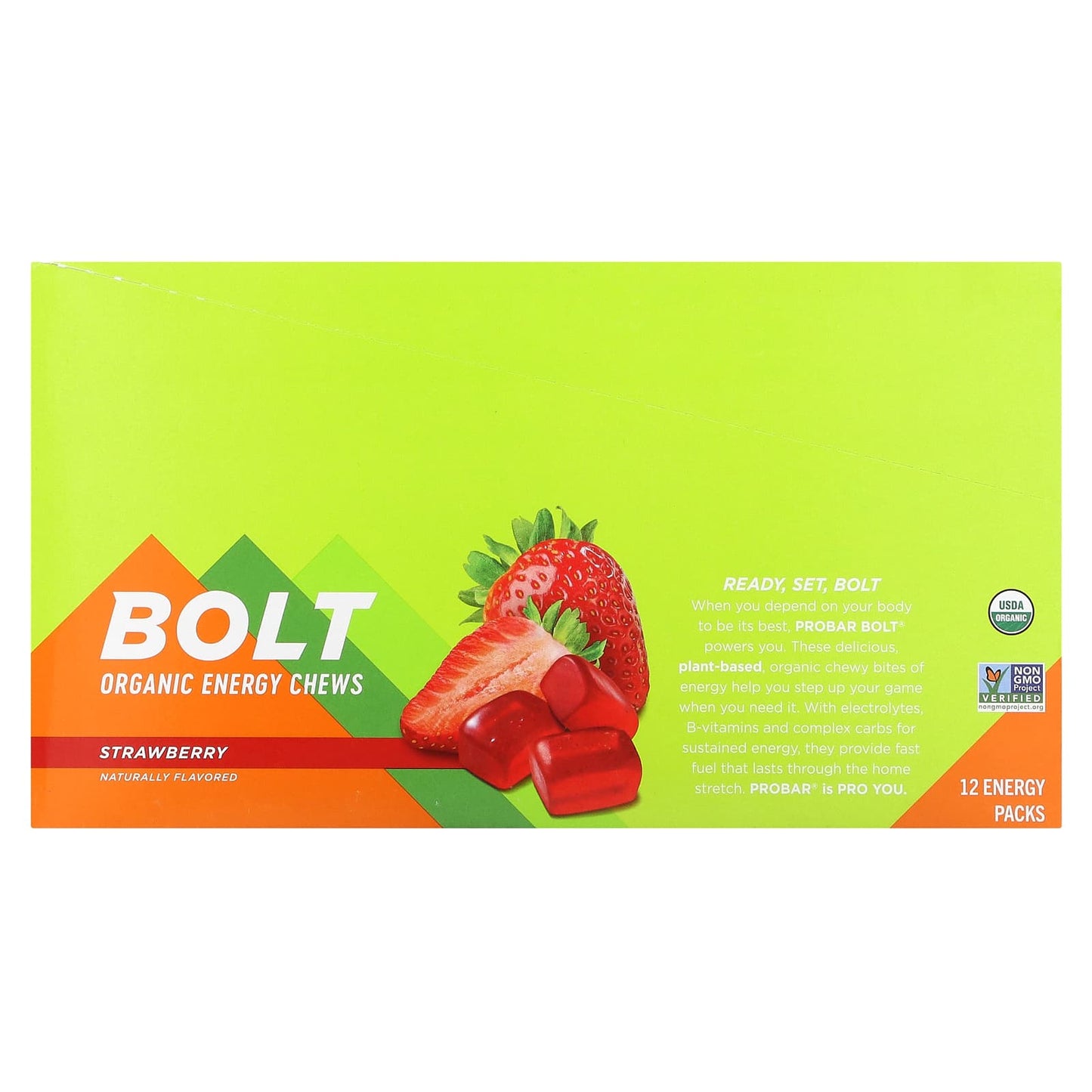 ProBar, Bolt, Organic Energy Chews, Strawberry, 12 Packs, 2.1 oz (60 g) Each - Image 1