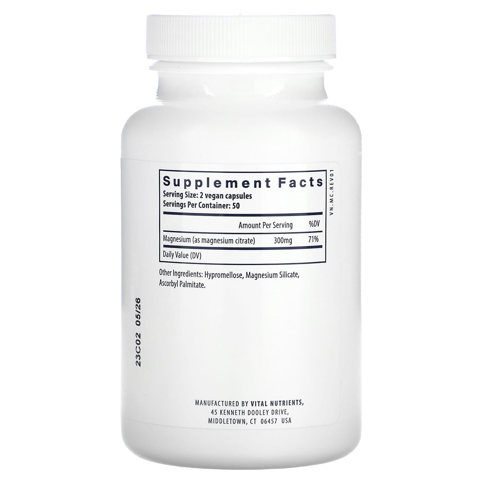 Vital Nutrients, Magnesium (Citrate), 100 Vegan Capsule (150 mg per Capsule) - Image 2