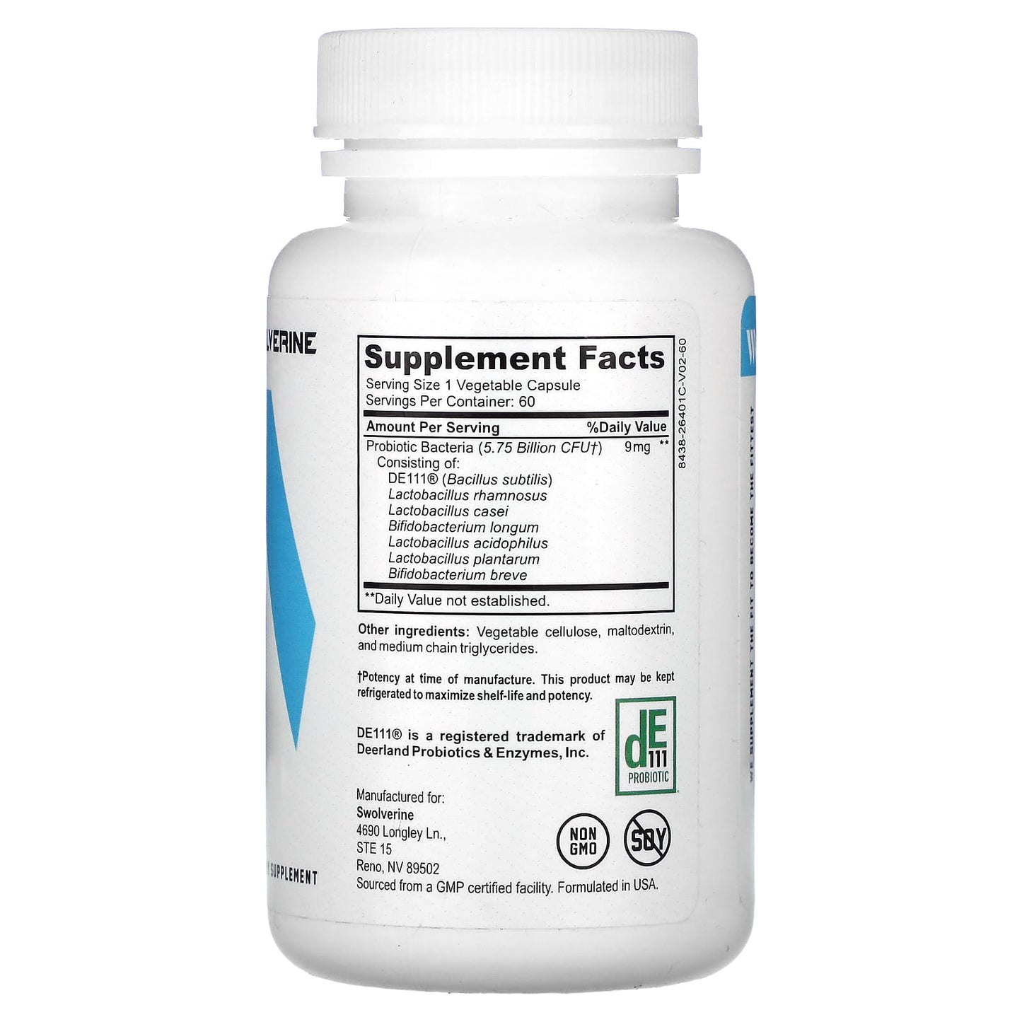 Swolverine, Probiotix, 60 Capsules (9 mg per Capsule) - Image 2