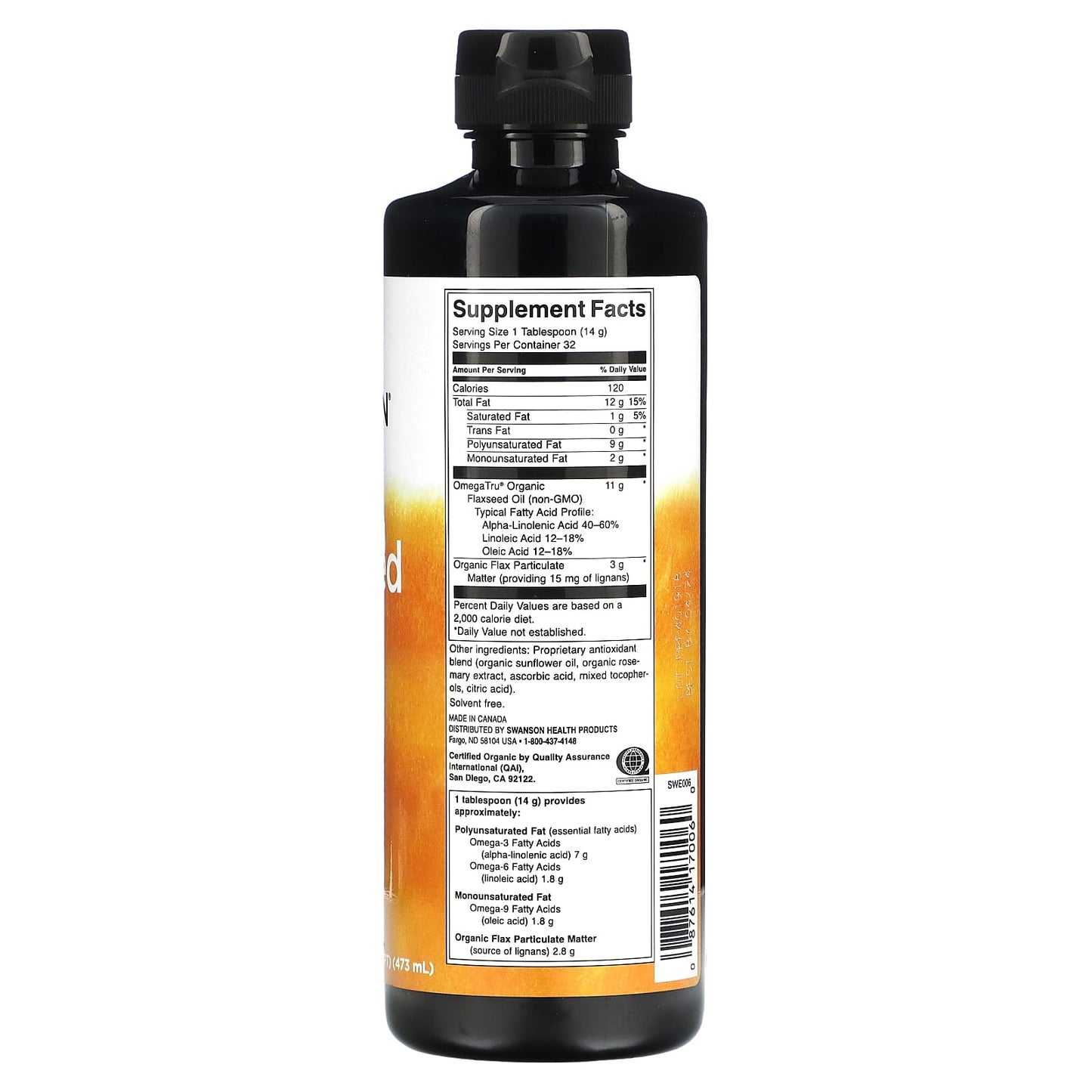 Swanson, Flaxseed Oil, 16 fl oz (473 ml) - Image 2