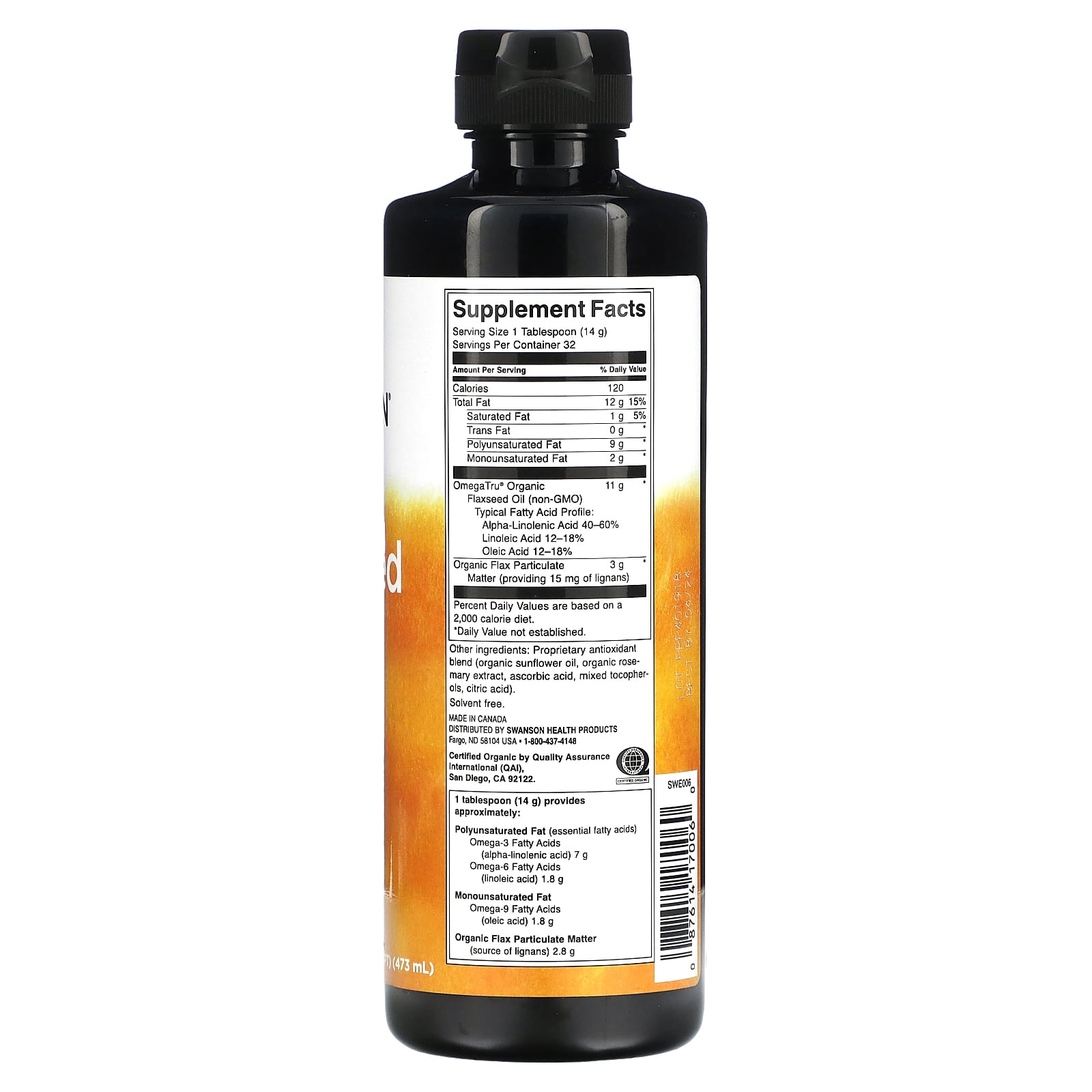 Swanson, Flaxseed Oil, 16 fl oz (473 ml) - Image 2