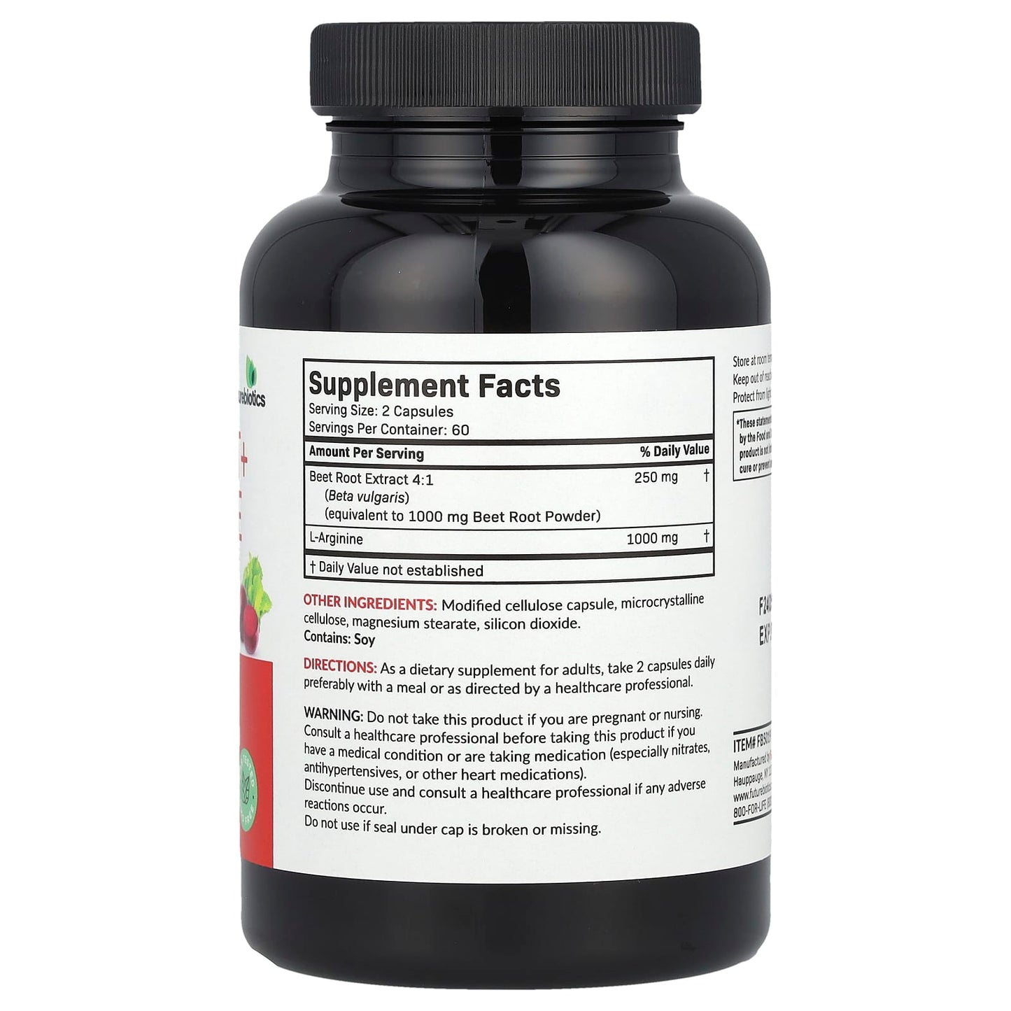 FutureBiotics Beet Root & L-Arginine Supplement - Extra Strength, 120 Capsules - Image 2