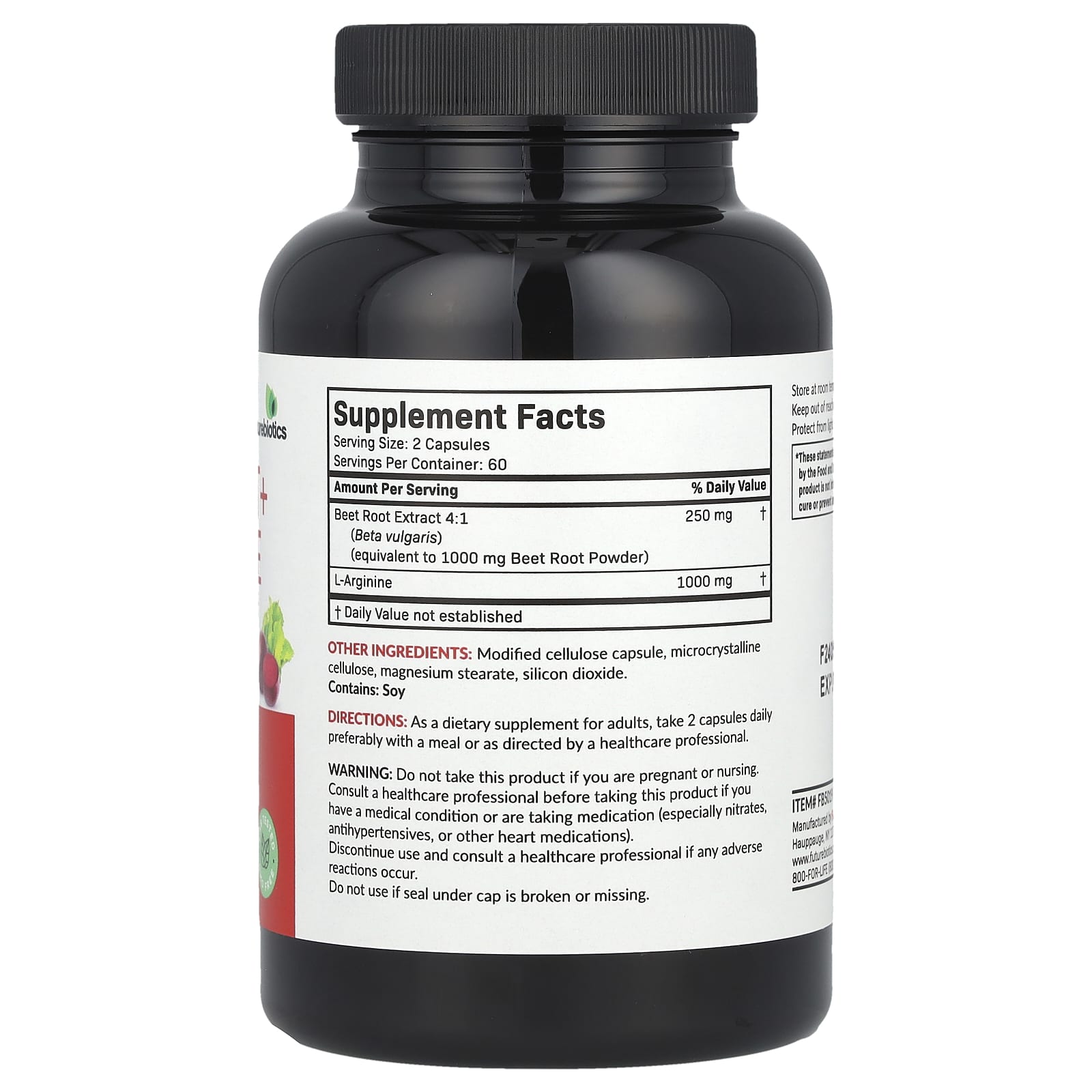 FutureBiotics Beet Root & L-Arginine Supplement - Extra Strength, 120 Capsules - Image 2