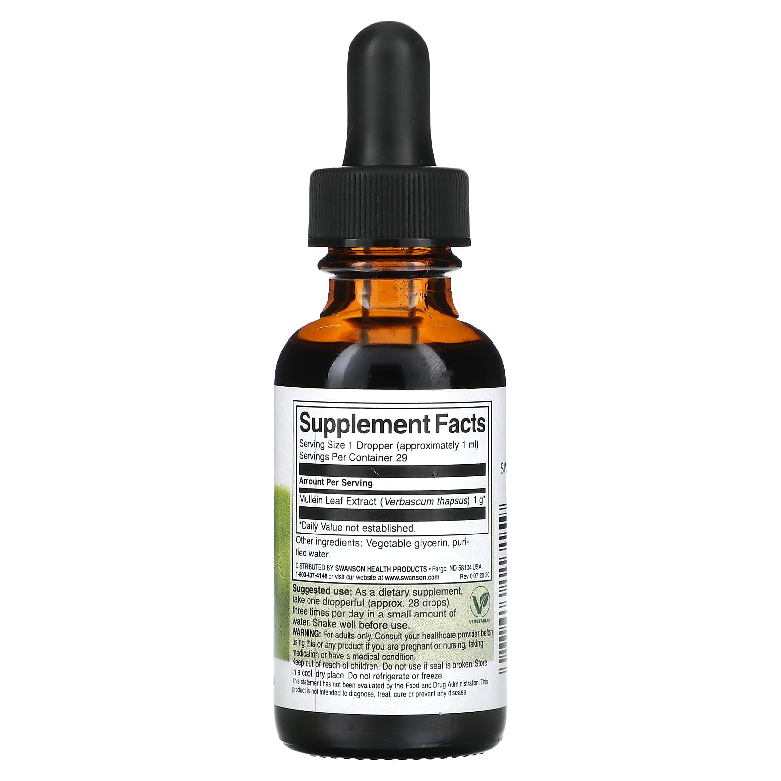 Swanson, Mullein Leaf Liquid Extract, Alcohol & Sugar Free, 1 fl oz (29.6 ml) (1,000 mg per Serving)