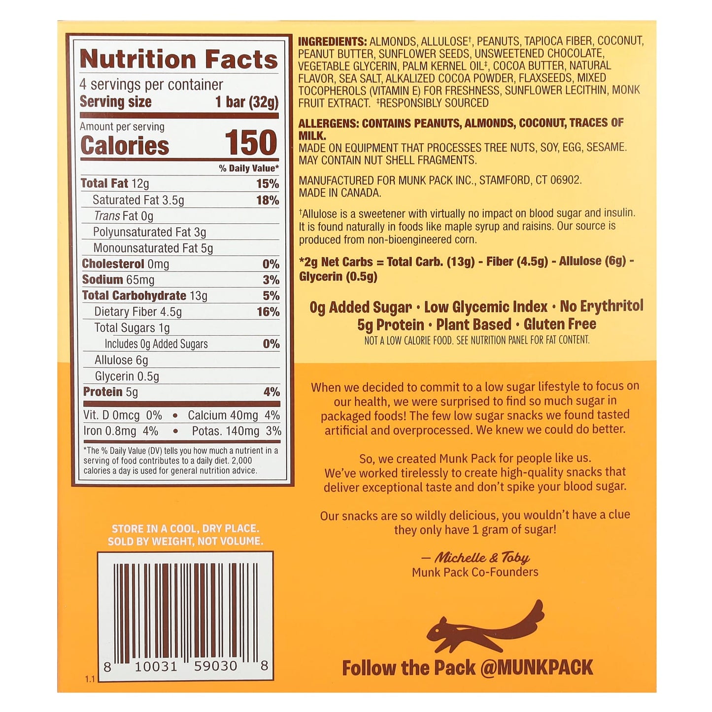 Munk Pack, Chewy Granola Bar, Peanut Butter Chocolate  Chip , 4 Bars, 1.12 oz (32 g) Each - Image 2