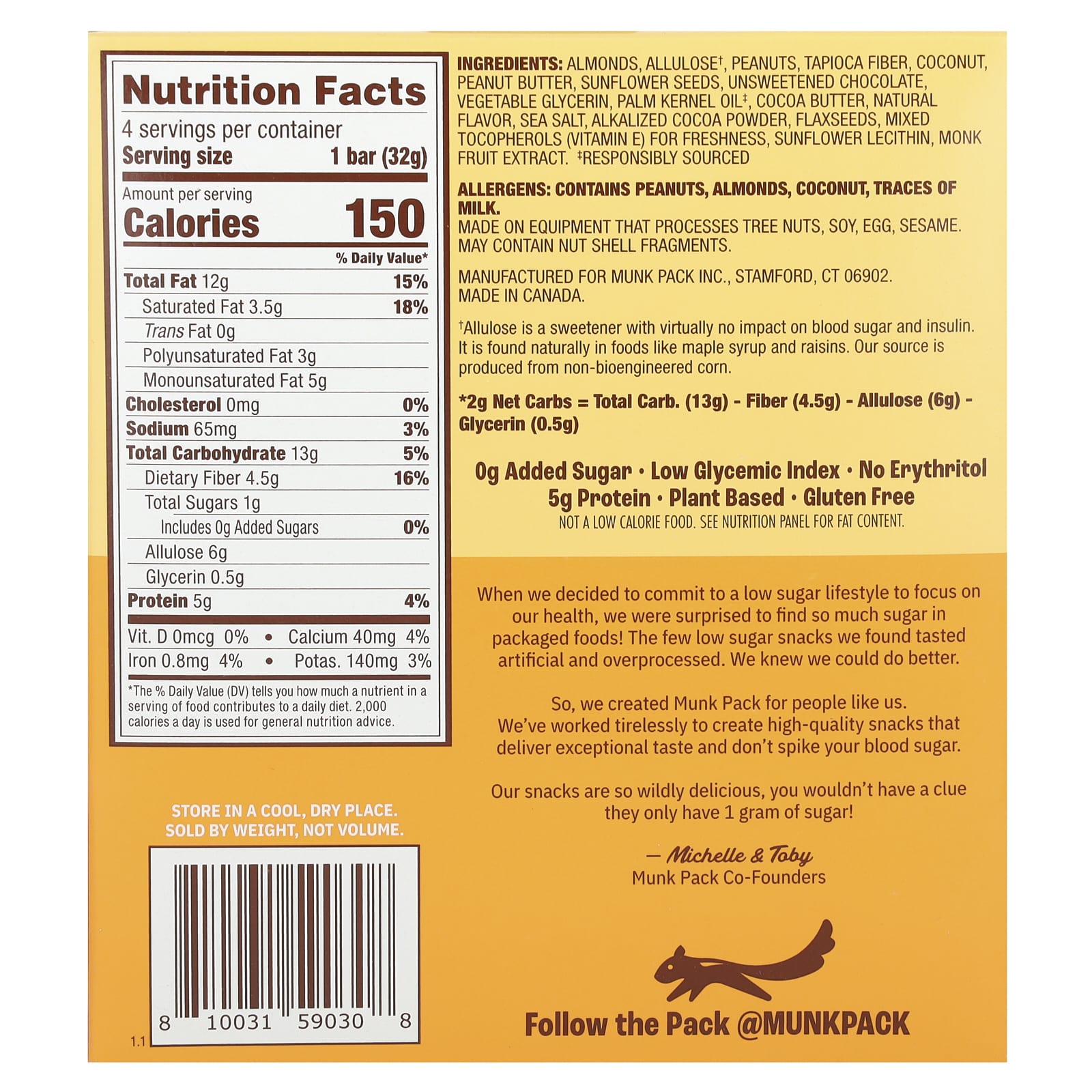 Munk Pack, Chewy Granola Bar, Peanut Butter Chocolate  Chip , 4 Bars, 1.12 oz (32 g) Each - Image 2