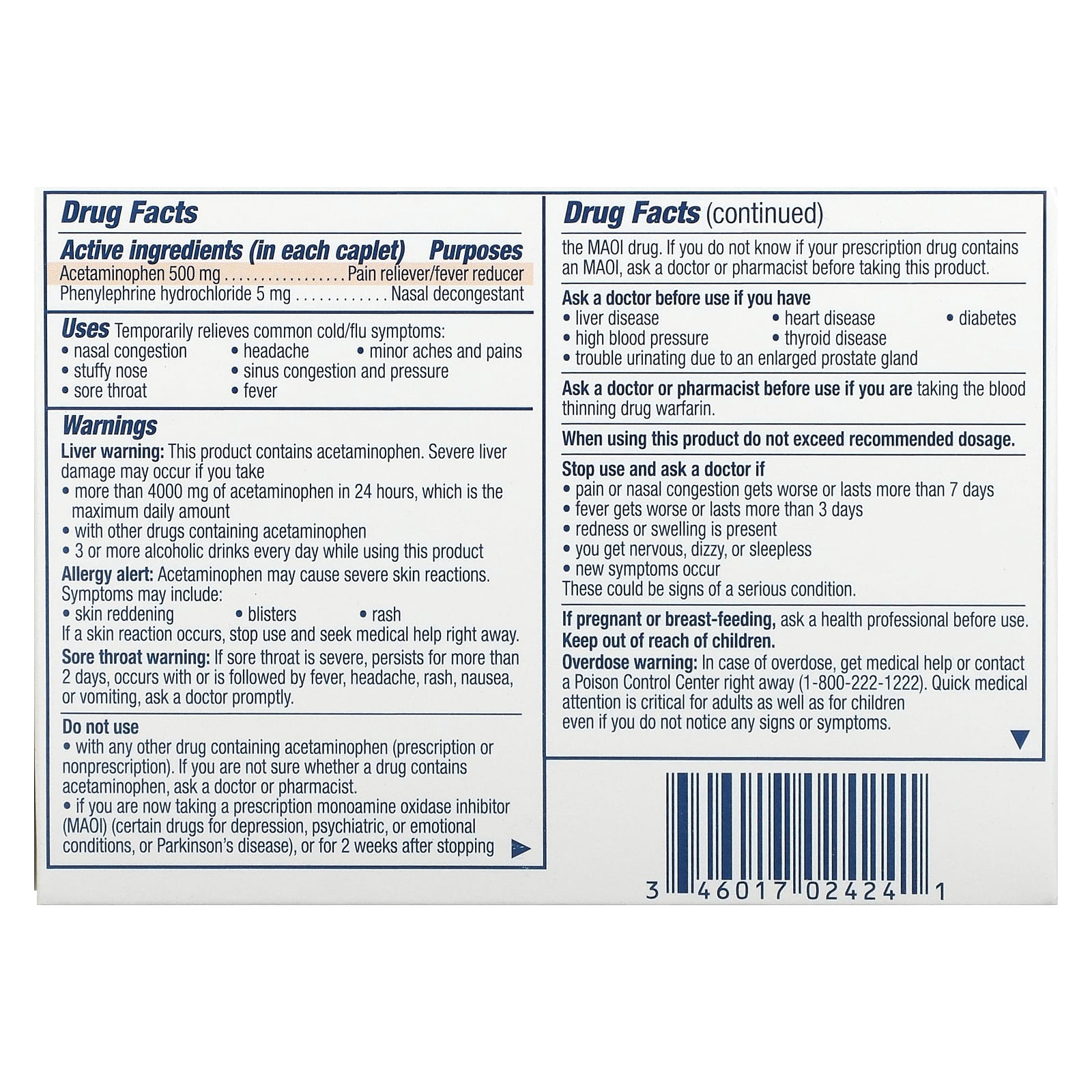 Contac Cold + Flu Day, Maximum Strength, 24 Caplets - Image 2