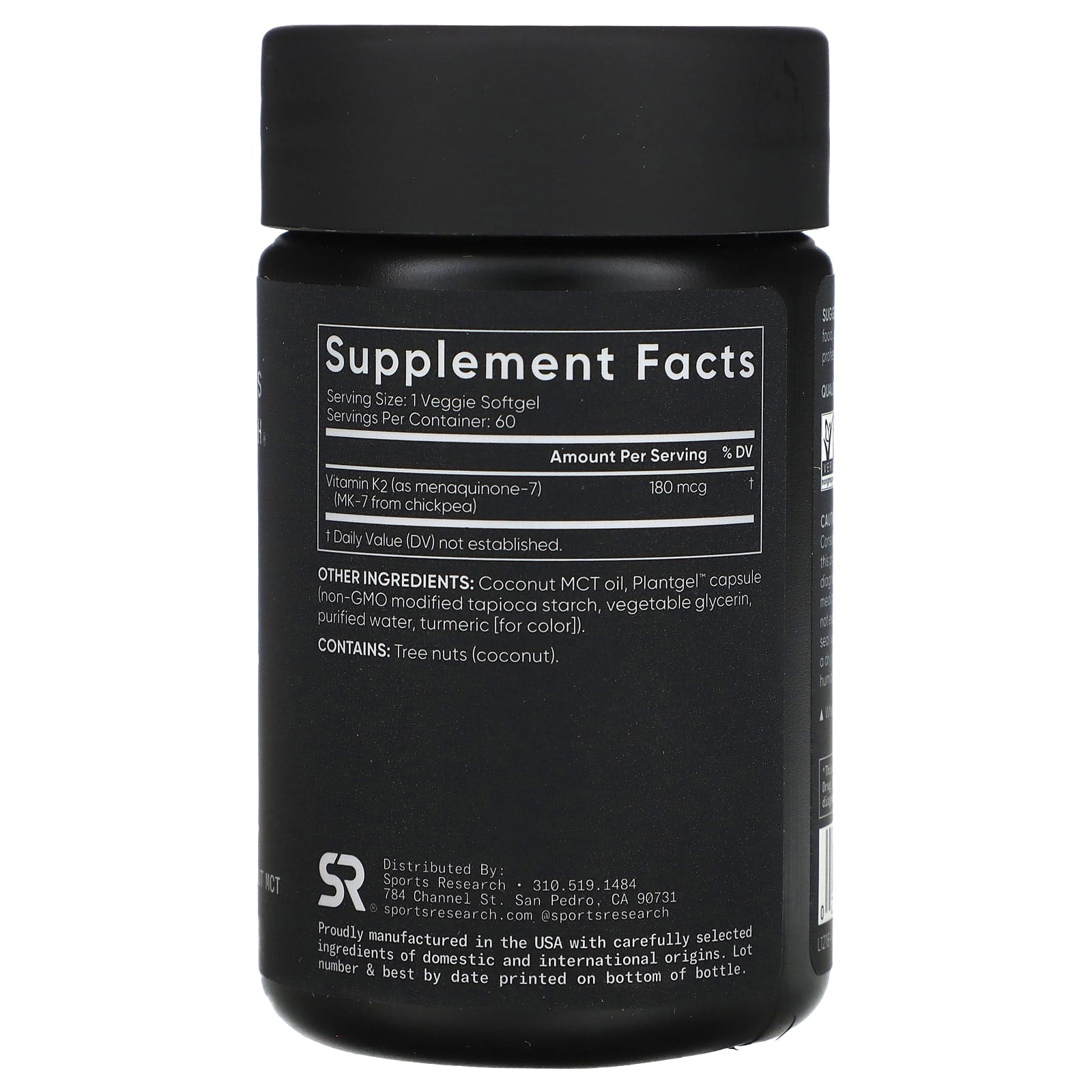 Sports Research, Vitamin K2, Extra Strength, 180 mcg, 60 Veggie Softgels - Image 2