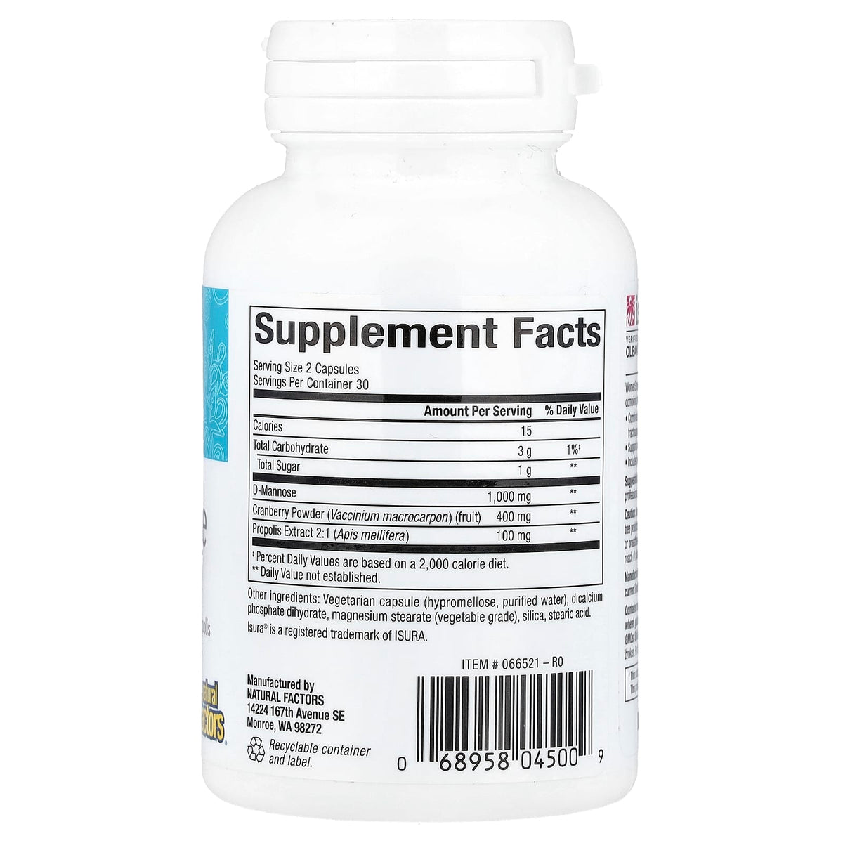 Natural Factors, WomenSense®, D-Mannose, 60 Vegetarian Capsules - Image 2