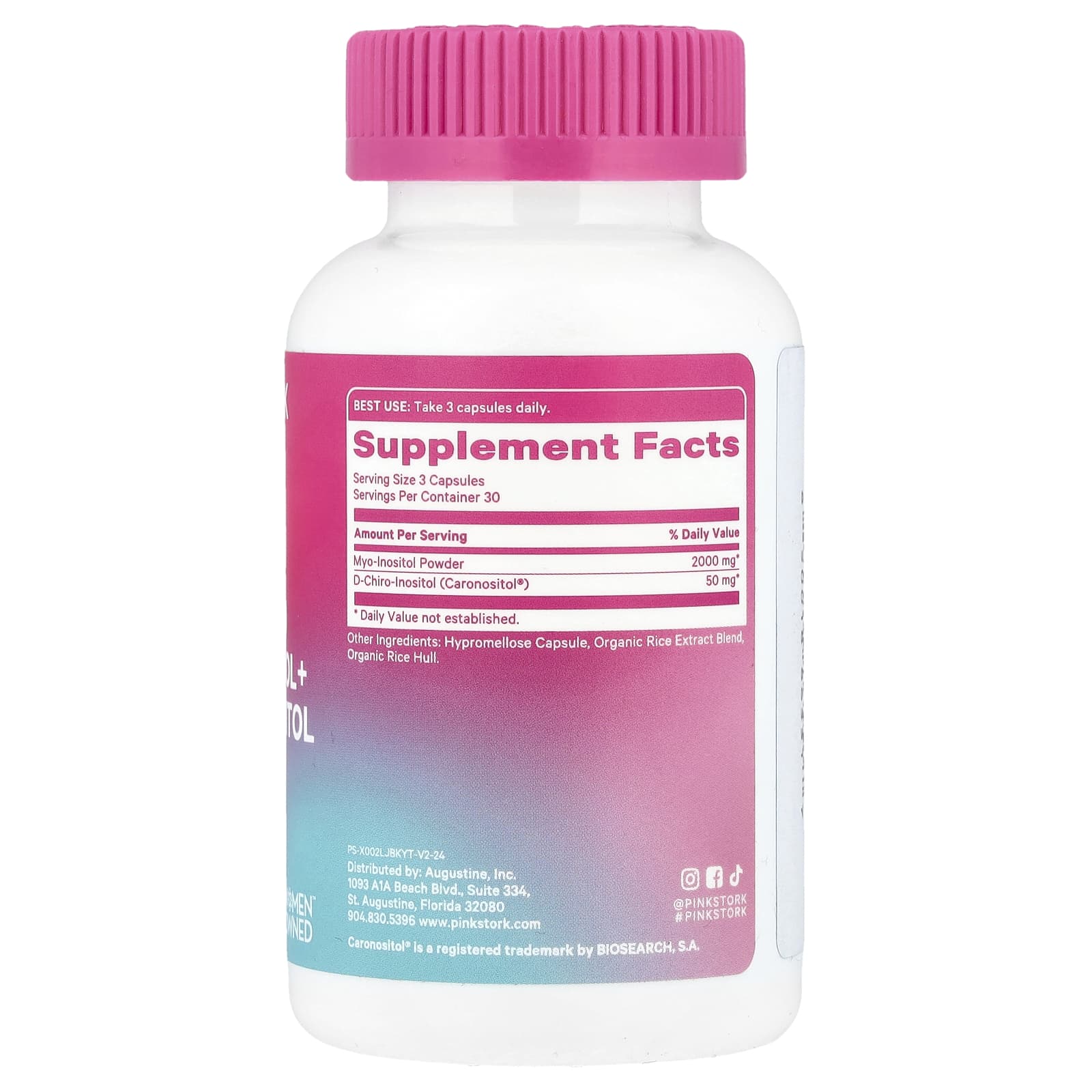 Pink Stork, 40:1 Ratio Myo-Inositol + D-Chiro-Inositol, 90 Capsules - Image 2