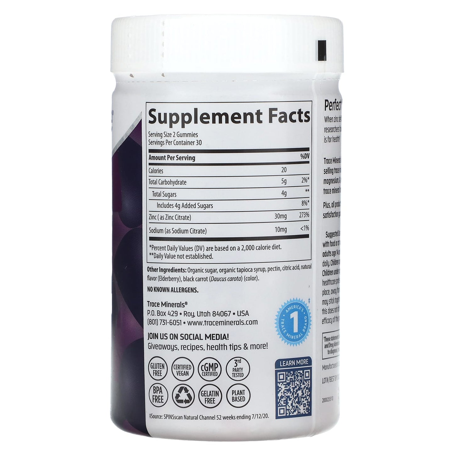 Trace, Zinc Gummies, Elderberry, 60 Gummies (15 mg per Gummy) - Image 2