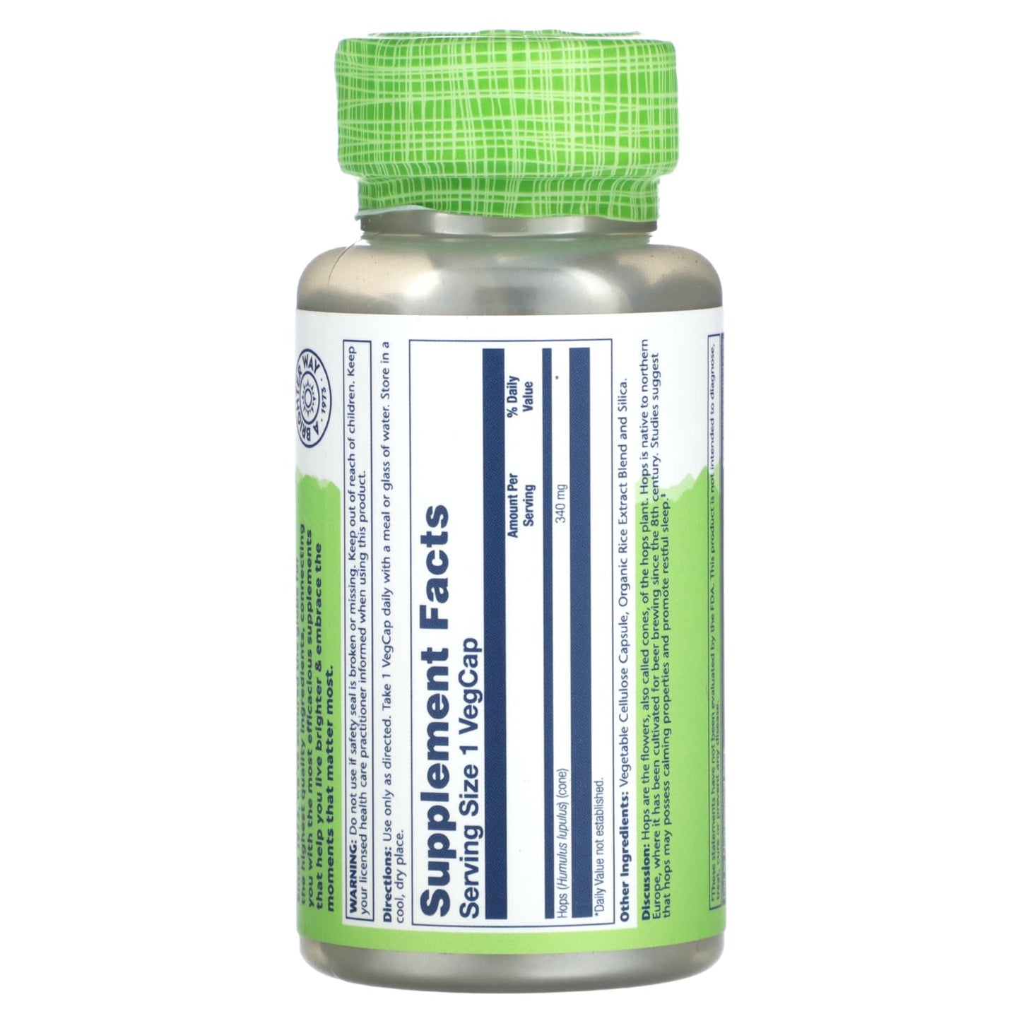 Solaray, True Herbs, HOPS, 340 mg, 100 Vegcaps - Image 2