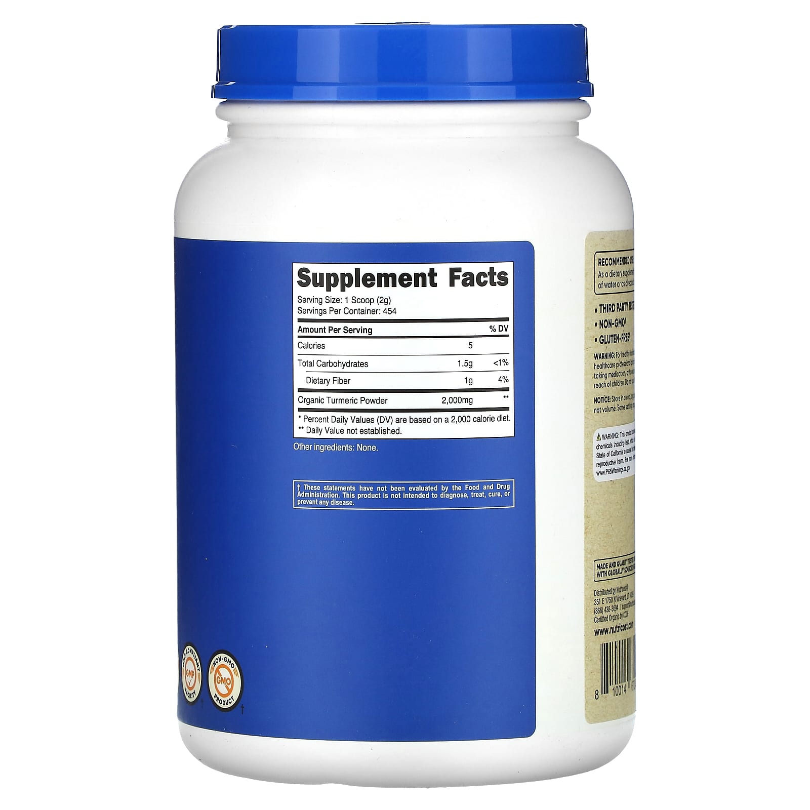 Nutricost, Organic Turmeric Powder, Unflavored, 32 oz (907 g) - Image 2