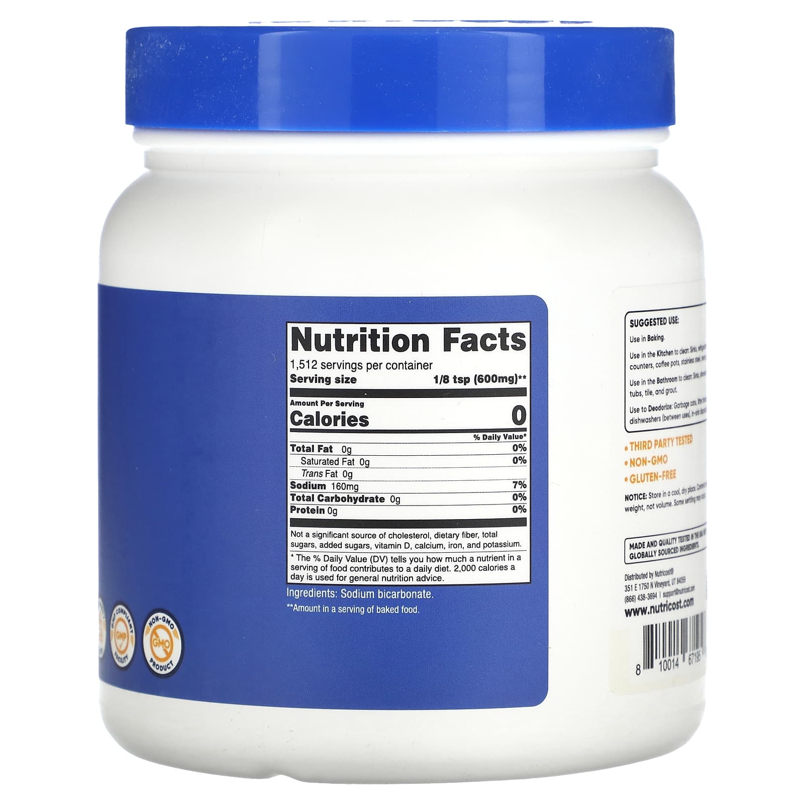Nutricost, Sodium Bicarbonate Powder, Unflavored, 2 lb (907 g) - Image 2