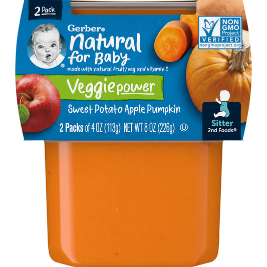 Gerber Natural Baby Food 2nd Foods Sweet Potato Apple Pumpkin 2 Pack - Image 1