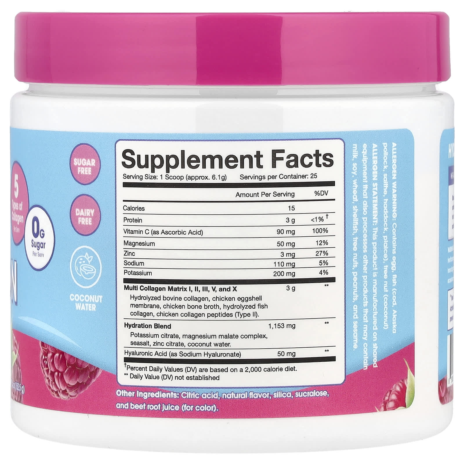 Obvi, Collagen Hydration, Raspberry Rose, 5.4 oz (152.5 g) - Image 2