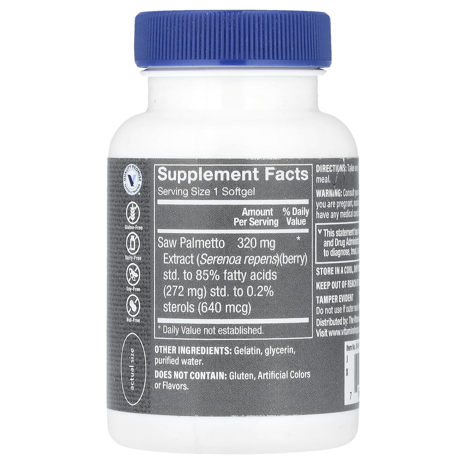The Vitamin Shoppe, Men's Saw Palmetto, 320 mg, 100 Softgels - Image 2