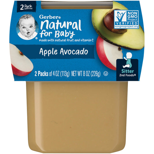 Gerber Apple Avocado 2nd Foods for Baby, 2 Pack, 4 oz Each - Image 1