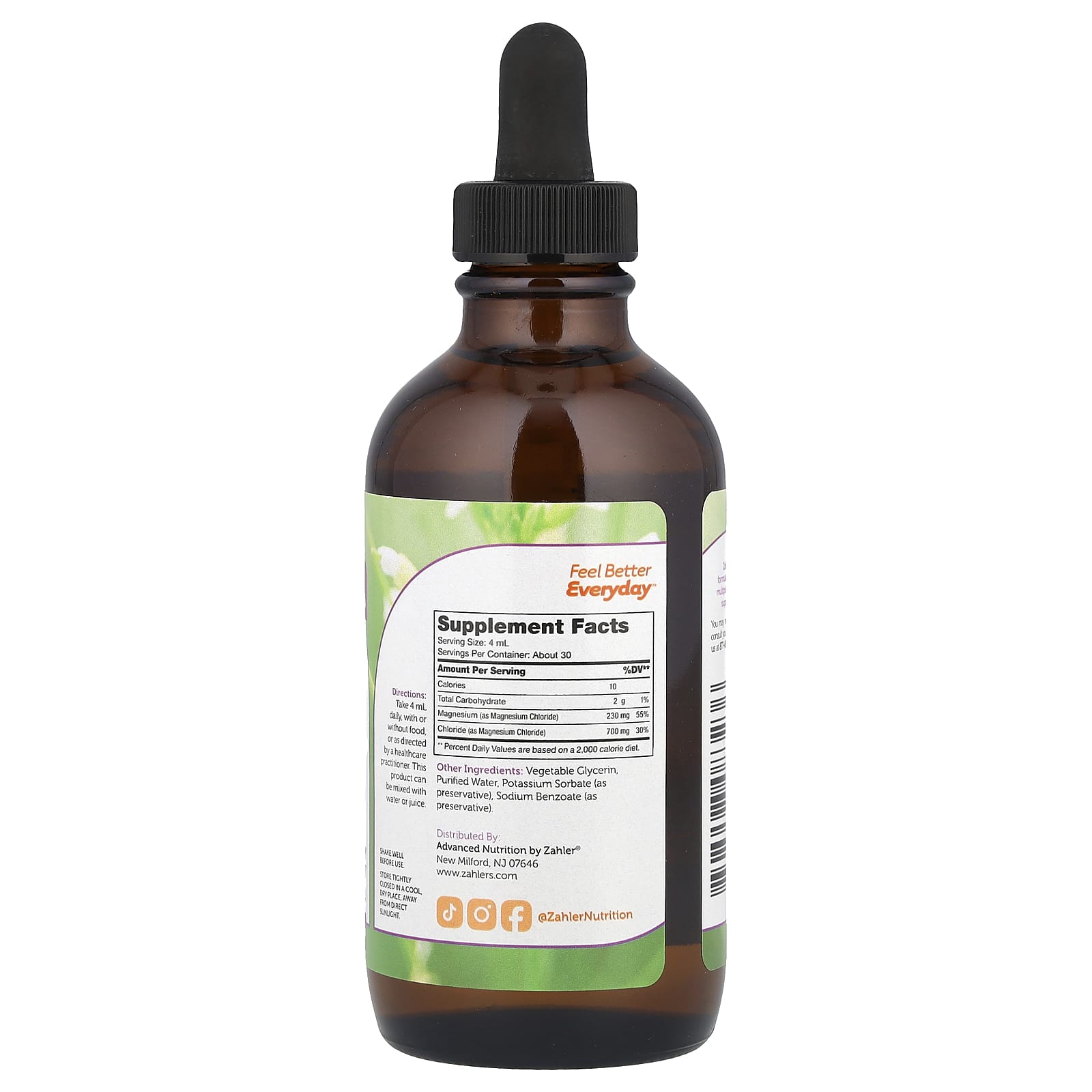 Zahler, Magnesium Liquid, Unflavored, 4 fl oz (118 ml)