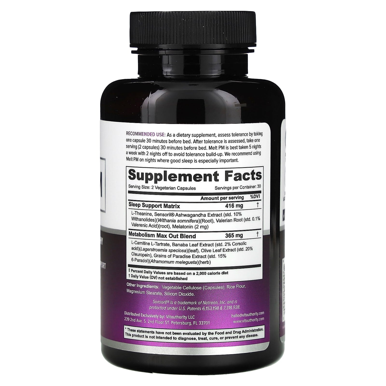 Vitauthority, Melt PM, Sleep Support, 60 Vegetarian Capsules - Image 2