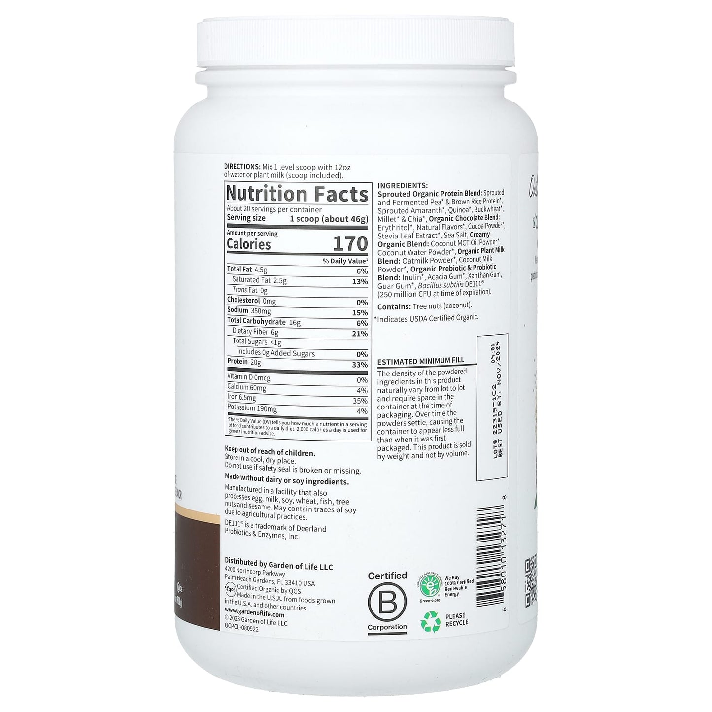 Garden of Life Organic Creamy Protein with Oatmilk Powder - Chocolate Brownie - Image 2