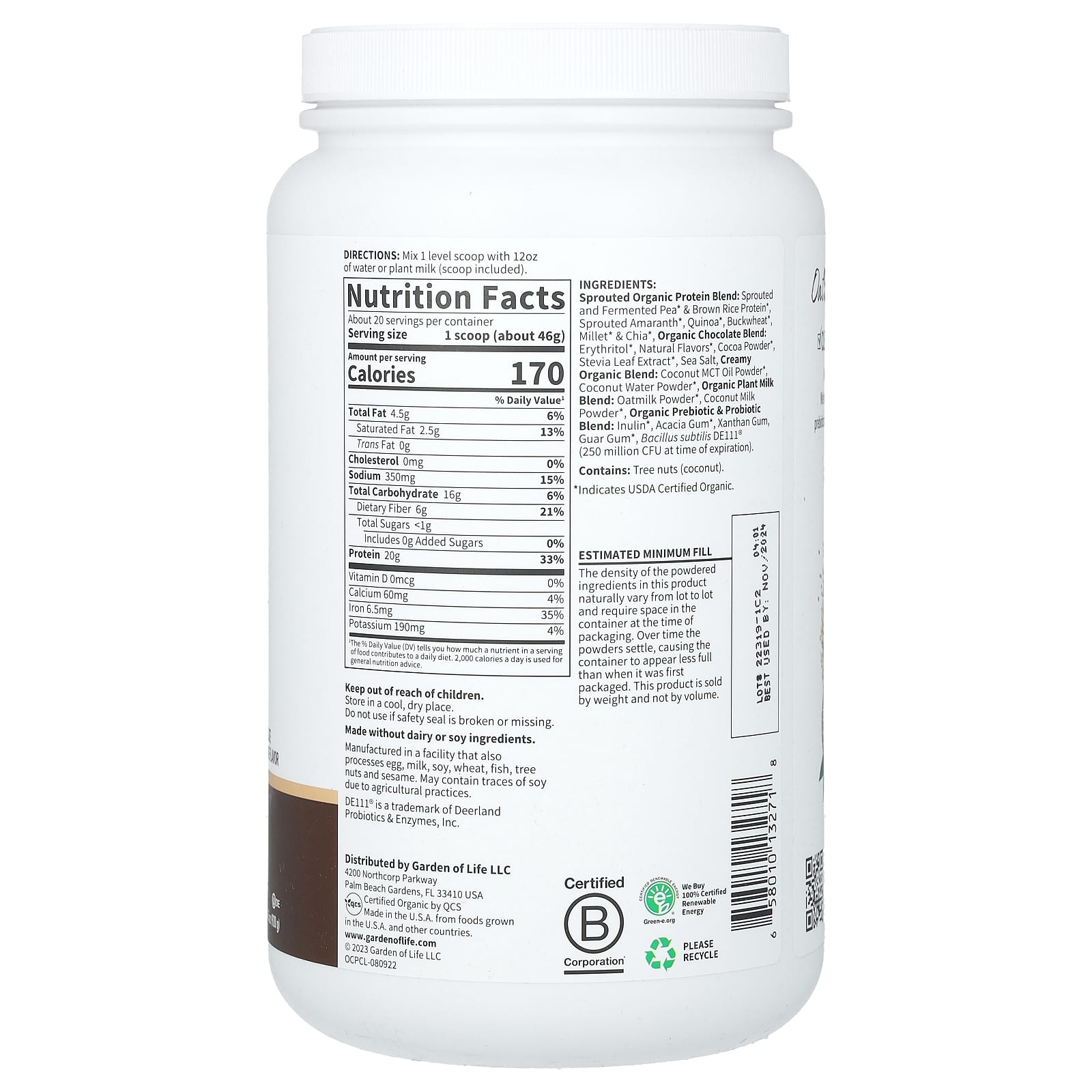 Garden of Life Organic Creamy Protein with Oatmilk Powder - Chocolate Brownie - Image 2