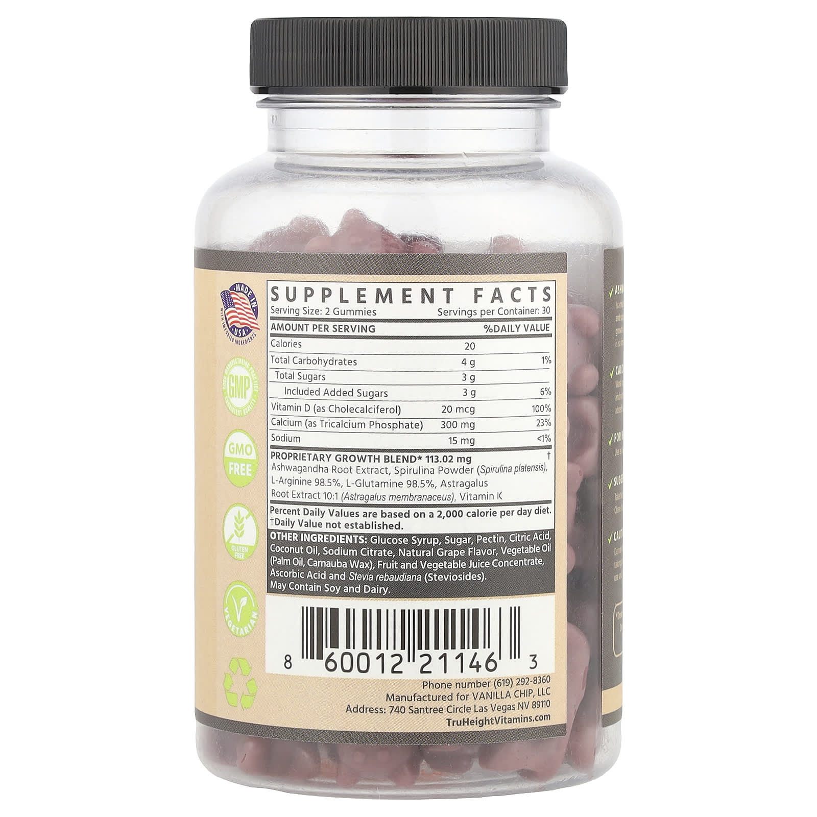 TruHeight, Growth Gummies, Multivitamin, For Ages 5+, Grape, 60 Gummies - Image 2