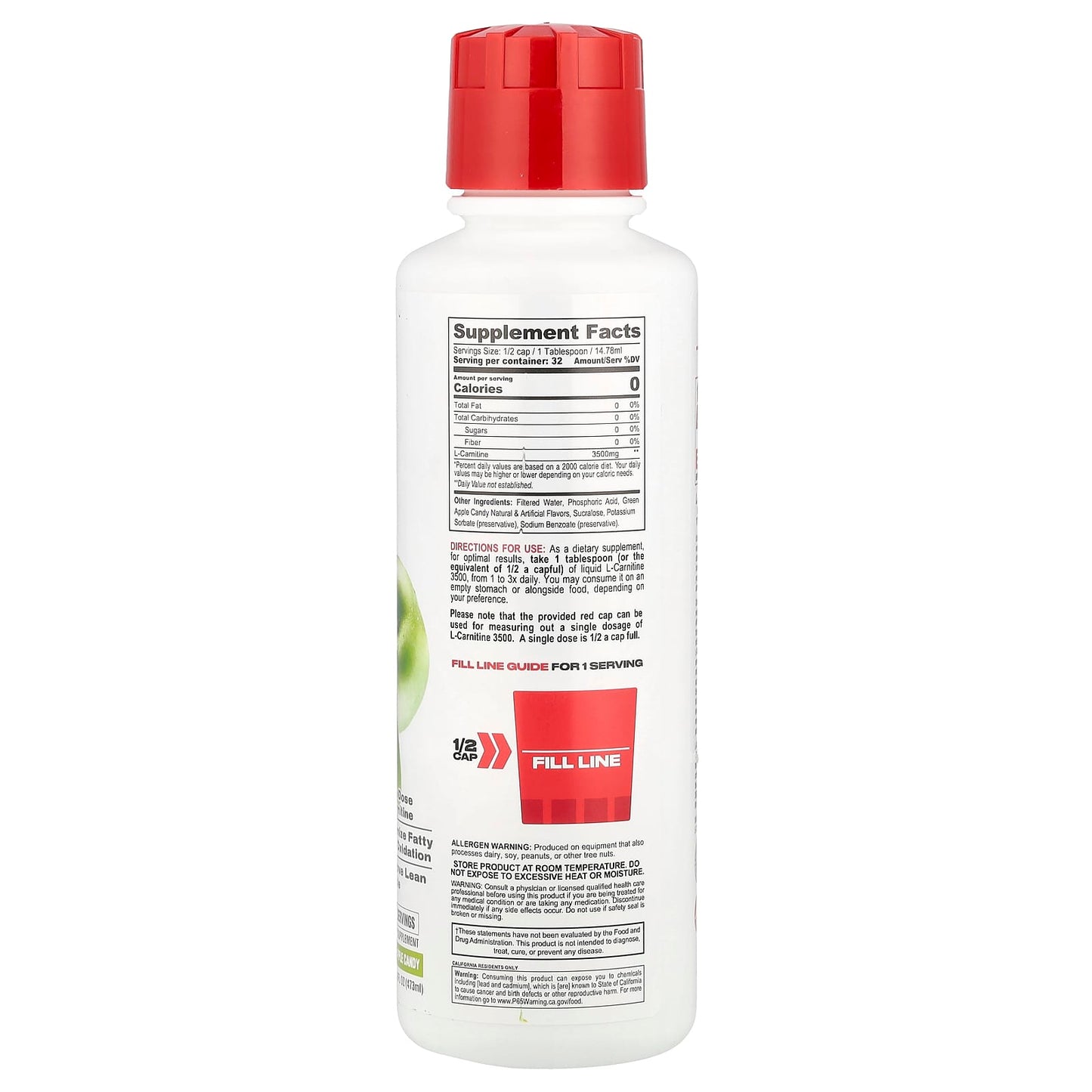 Metabolic Nutrition, L-Carnitine® 3500, Green Apple Candy, 16 fl oz (473 ml) - Image 2