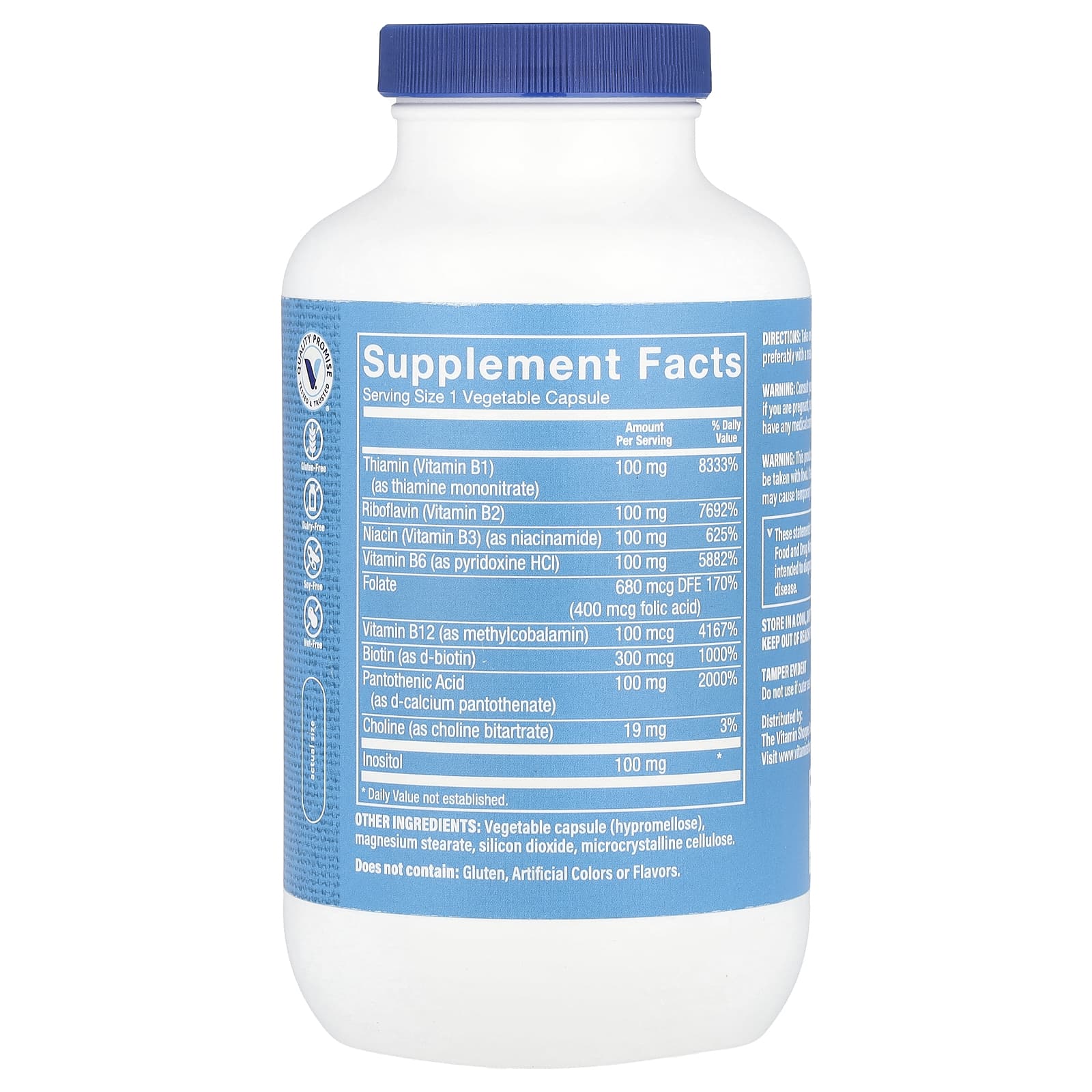 The Vitamin Shoppe, B-Complex 100, 300 Vegetable Capsules - Image 2