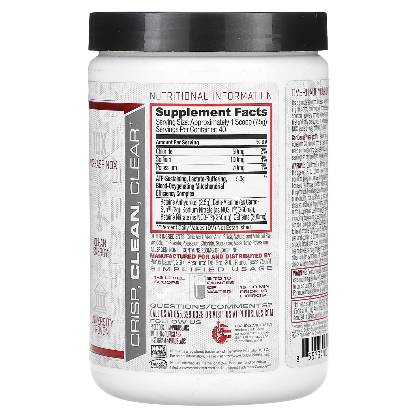 Purus Labs, ConDense, Endurance Enhancing Pre, Crisp Green Apple, 10.6 oz (300 g) - Image 2