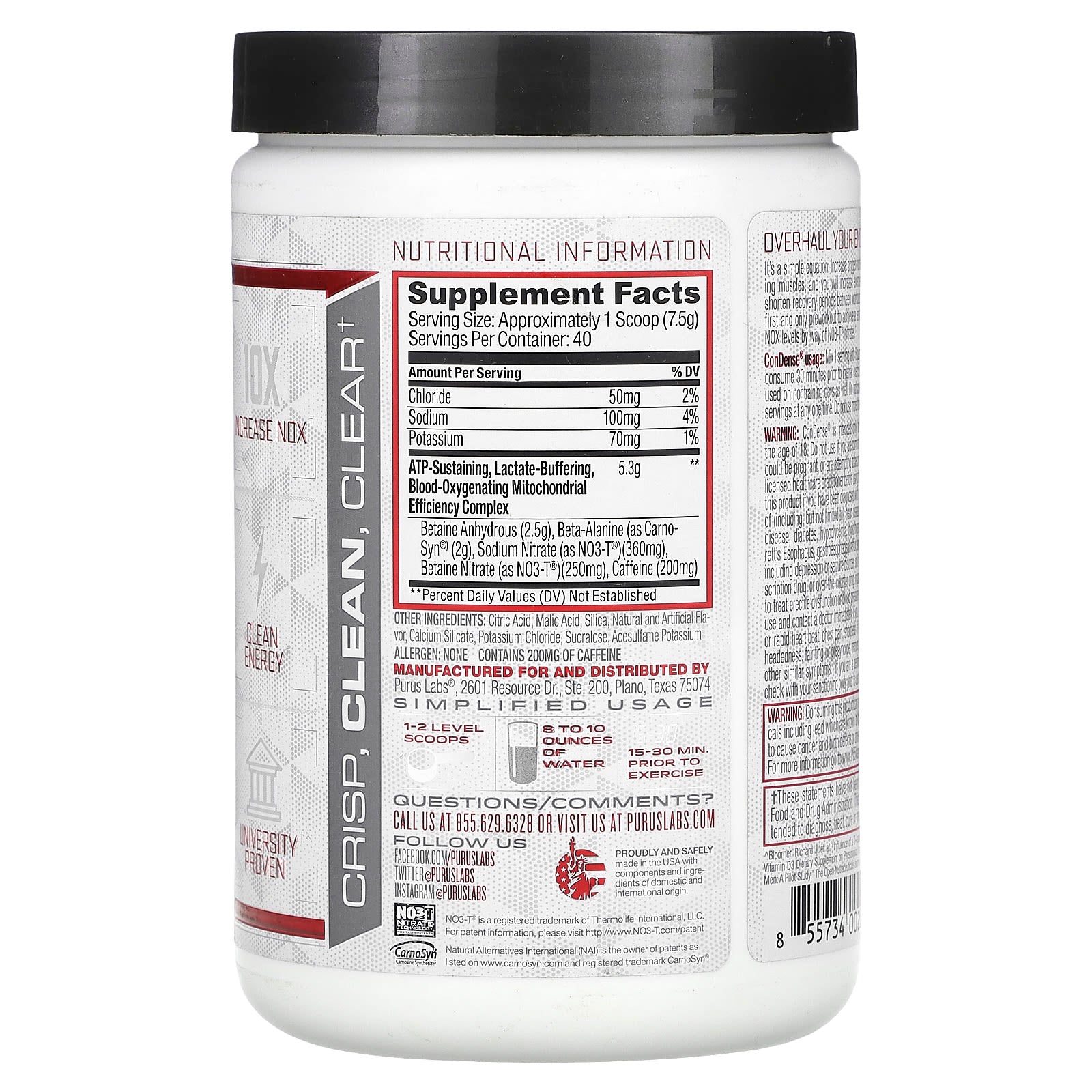 Purus Labs, ConDense, Endurance Enhancing Pre, Crisp Green Apple, 10.6 oz (300 g) - Image 2