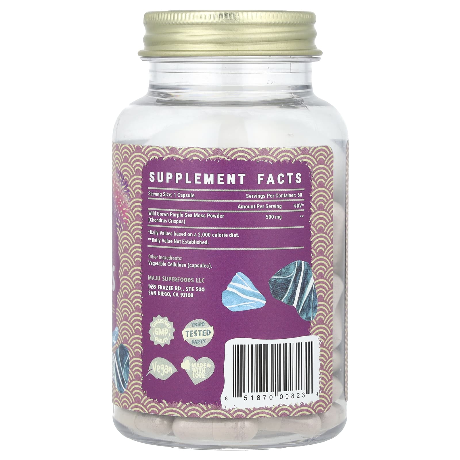 Maju Superfoods, Purple Sea Moss, 60 Capsules (500 mg per Capsule) - Image 2