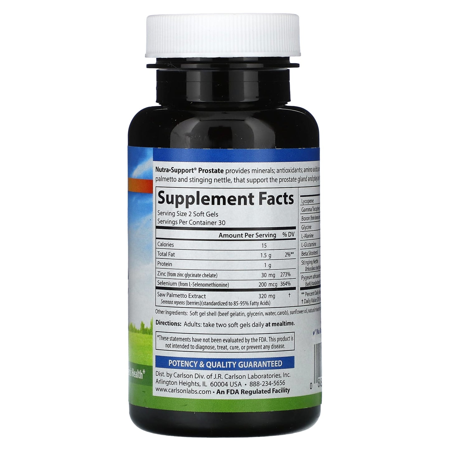 Carlson Nutra-Support Prostate Support with Saw Palmetto & Stinging Nettle - 60 Soft Gels - Image 2