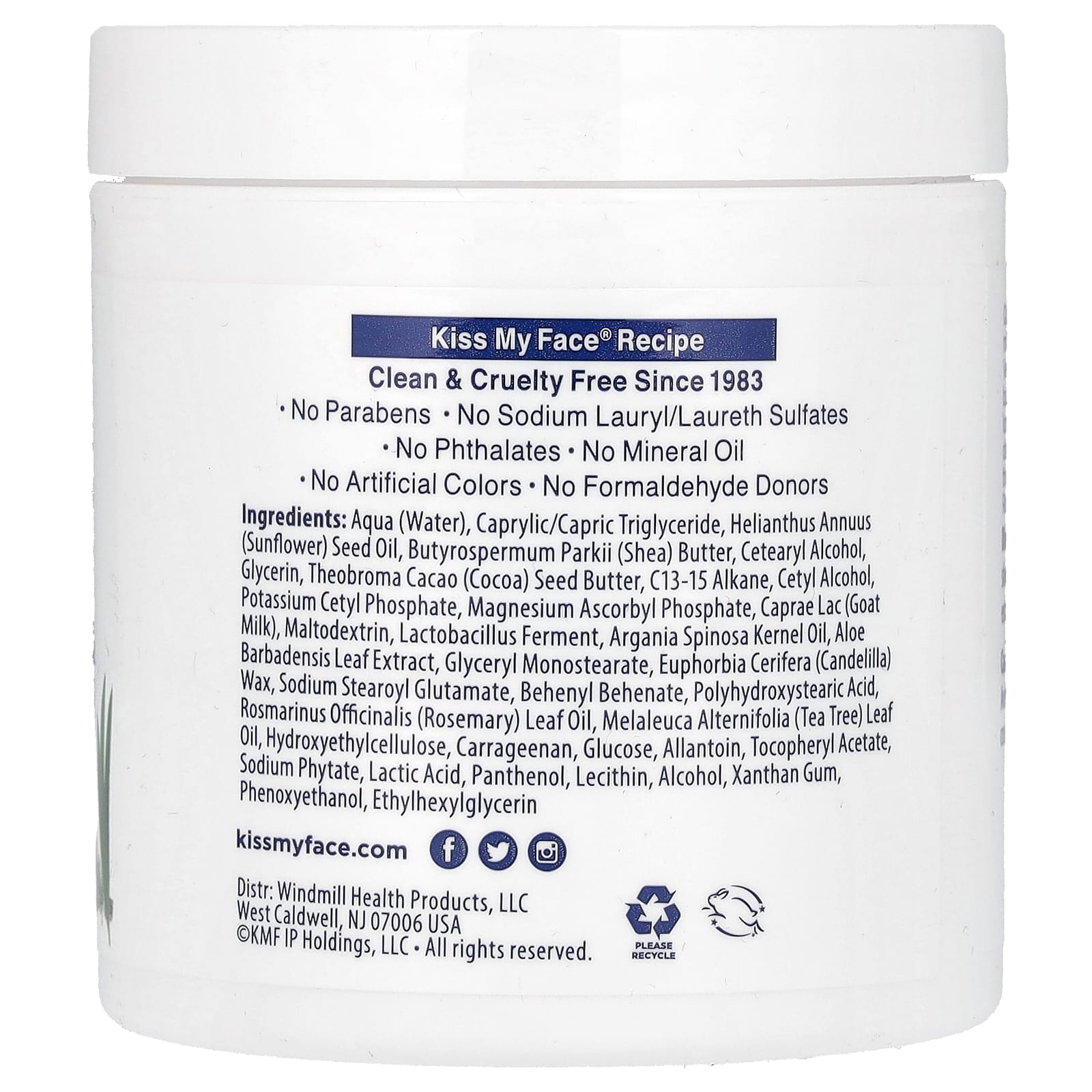 Kiss My Face, Goat Milk Body Butter, Rosemary + Tea Tree, 6 oz (170 g) - Image 2