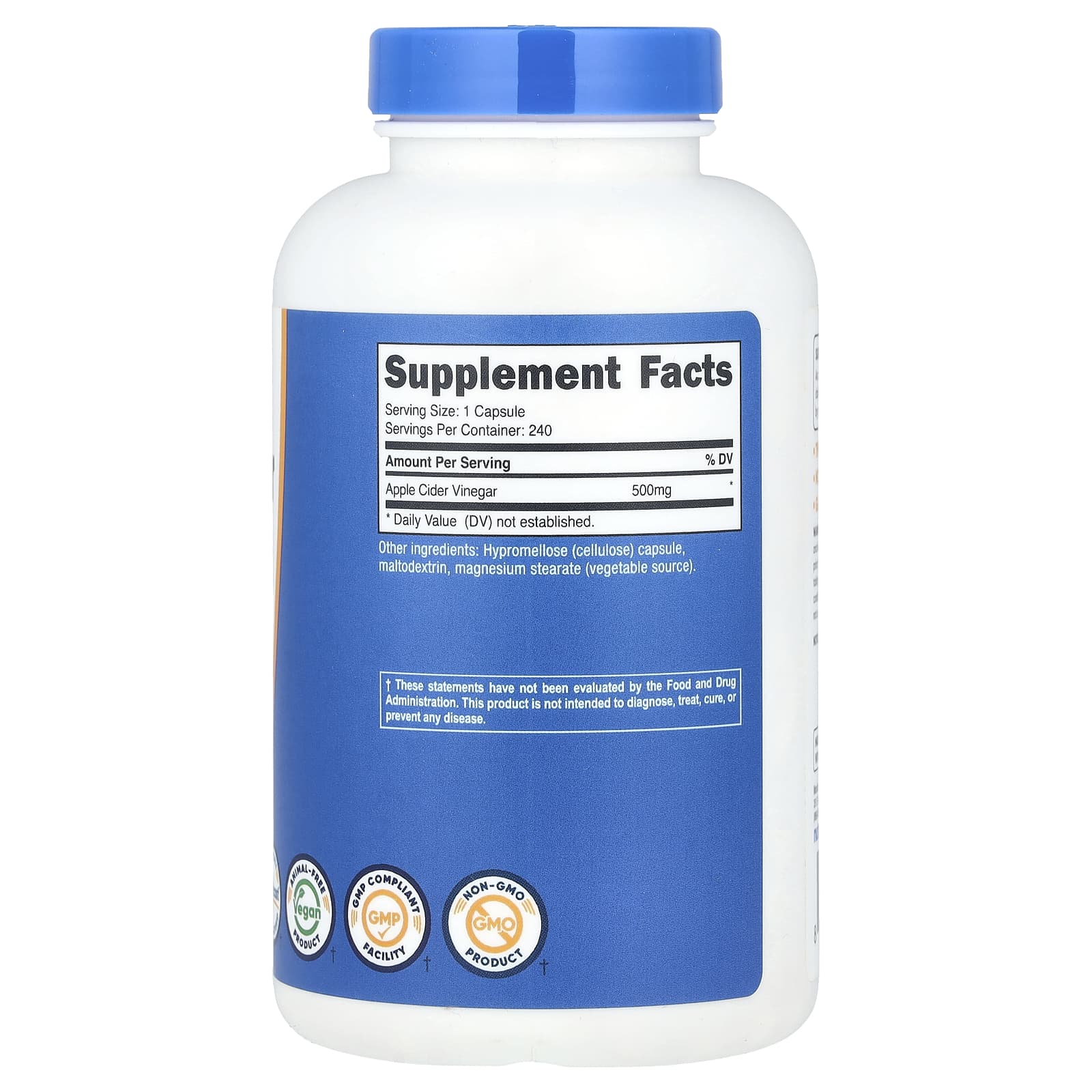 Nutricost, Apple Cider Vinegar, 500 mg, 240 Capsules - Image 2