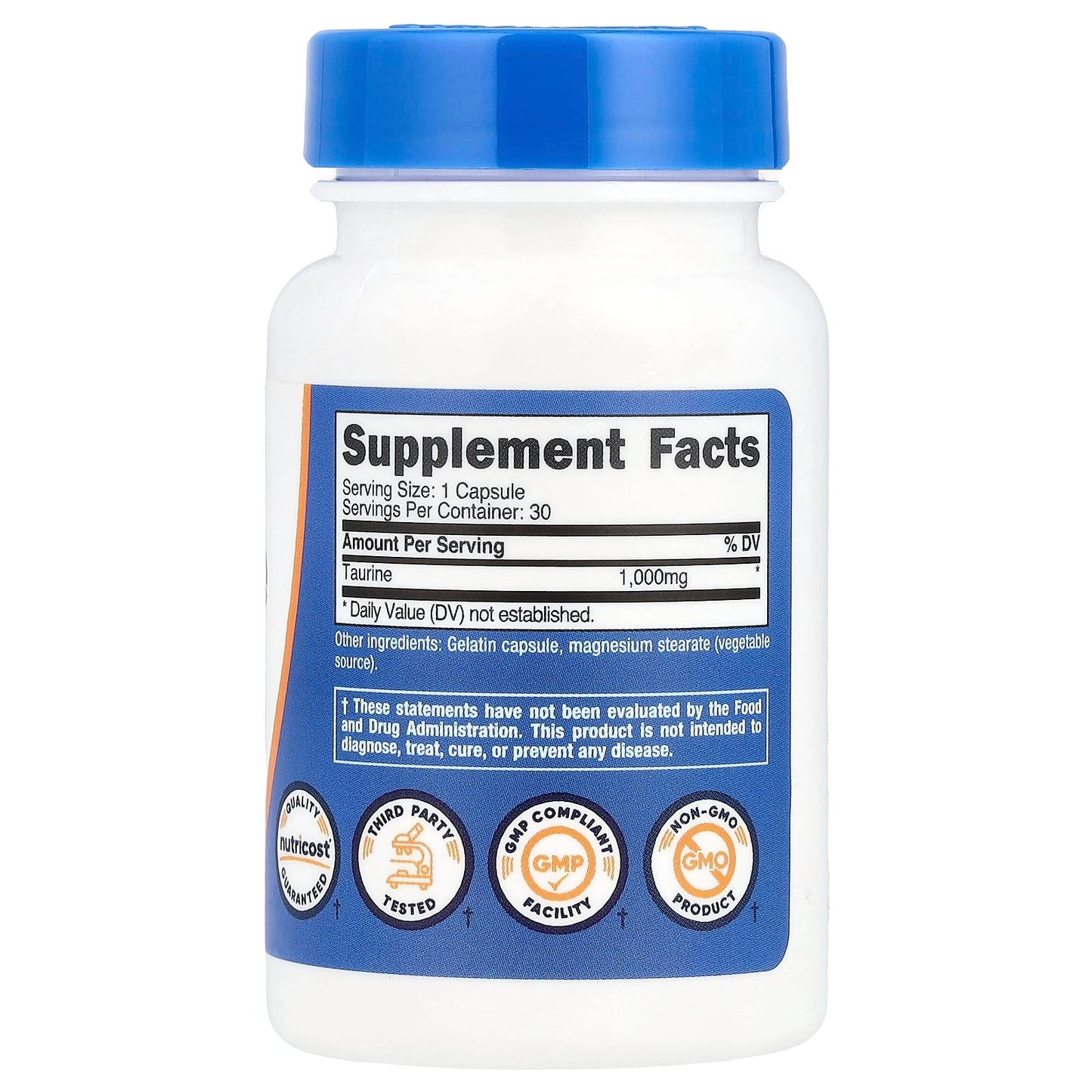 Nutricost, Taurine, 1,000 mg, 30 Capsules - Image 2