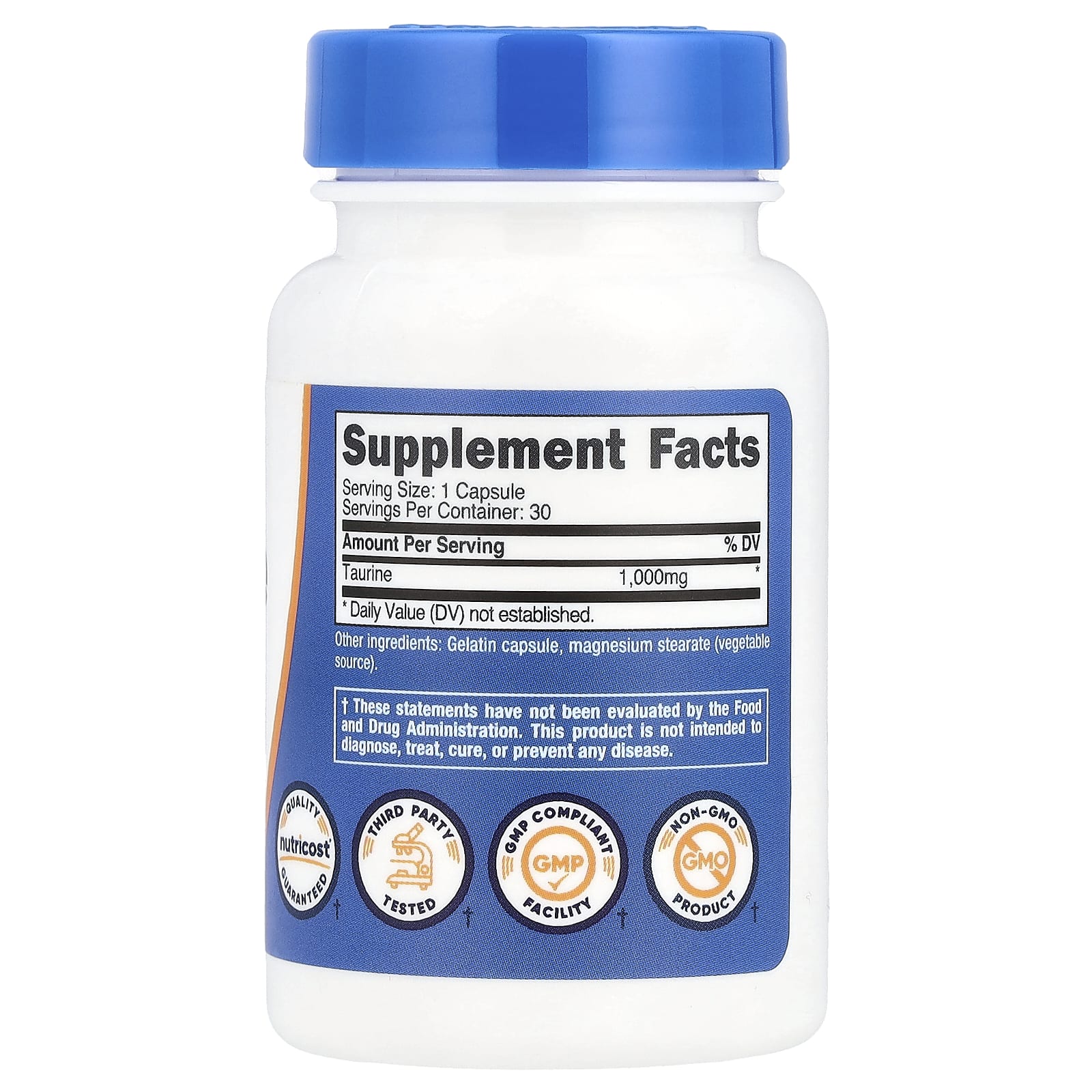 Nutricost, Taurine, 1,000 mg, 30 Capsules - Image 2