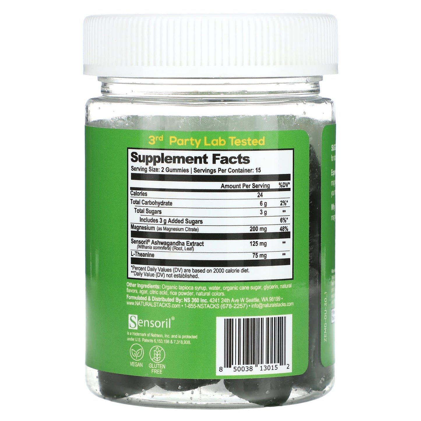 Natural Stacks, Magnesium Gummies, Zen, Green Apple, 30 Vegan Gummies - Image 2