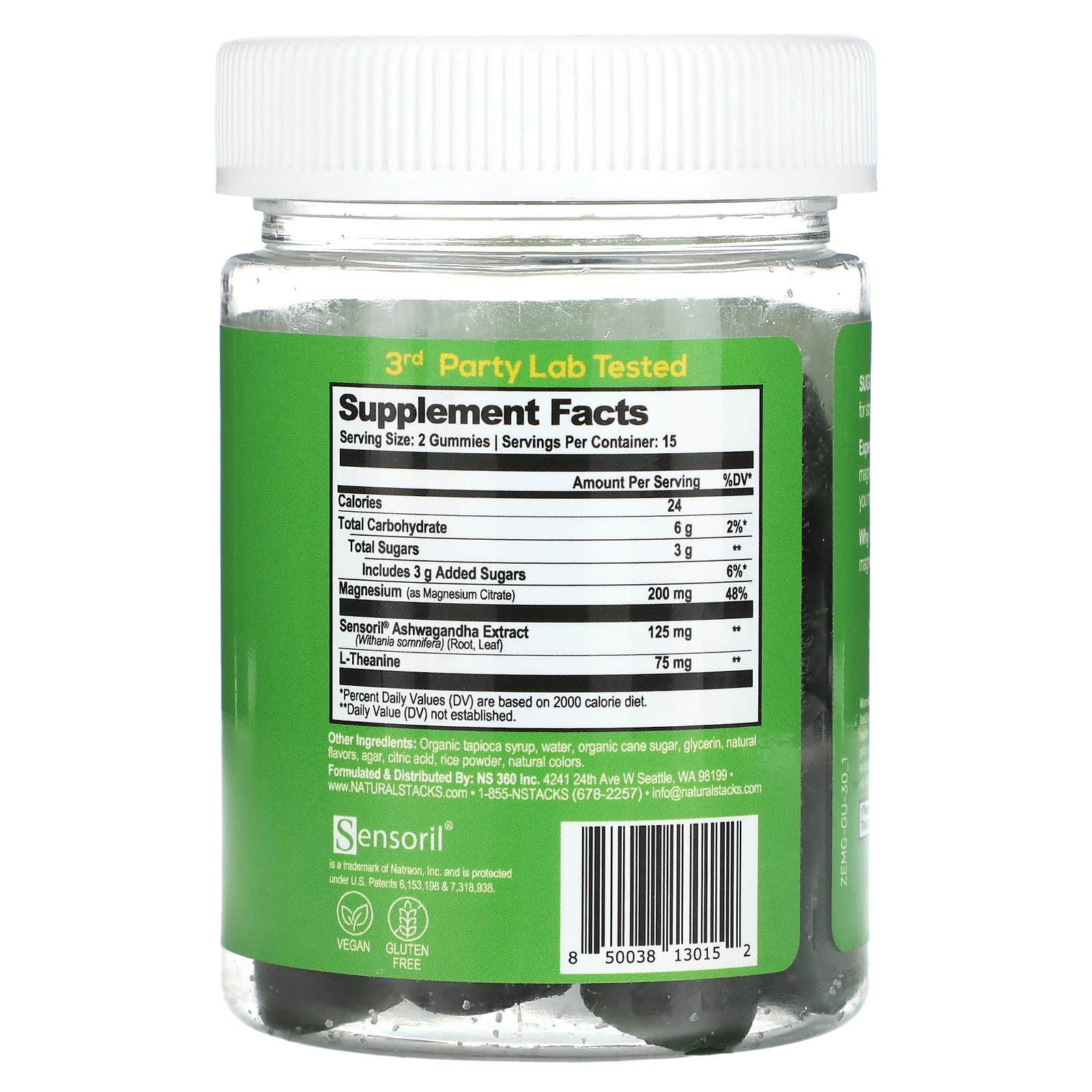 Natural Stacks, Magnesium Gummies, Zen, Green Apple, 30 Vegan Gummies - Image 2