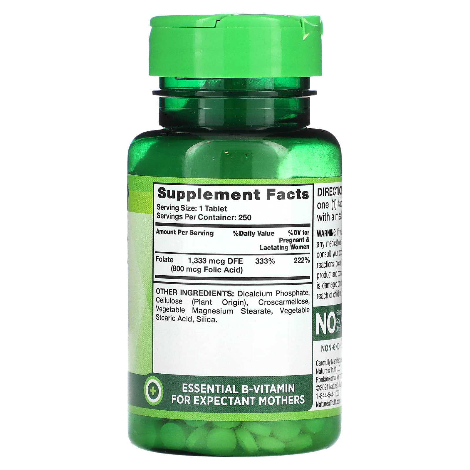 Nature's Truth, Folic Acid, 800 mcg, 250 Tablets - Image 2