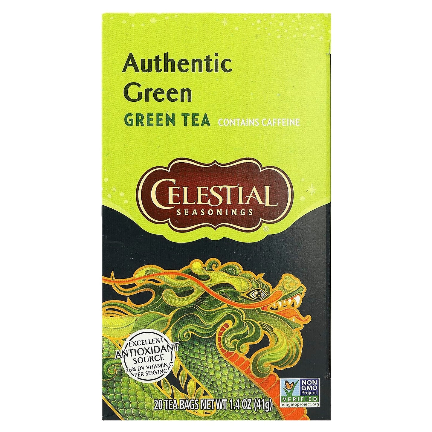 Authentic Green Tea by Celestial Seasonings - 20 Tea Bags - Image 1