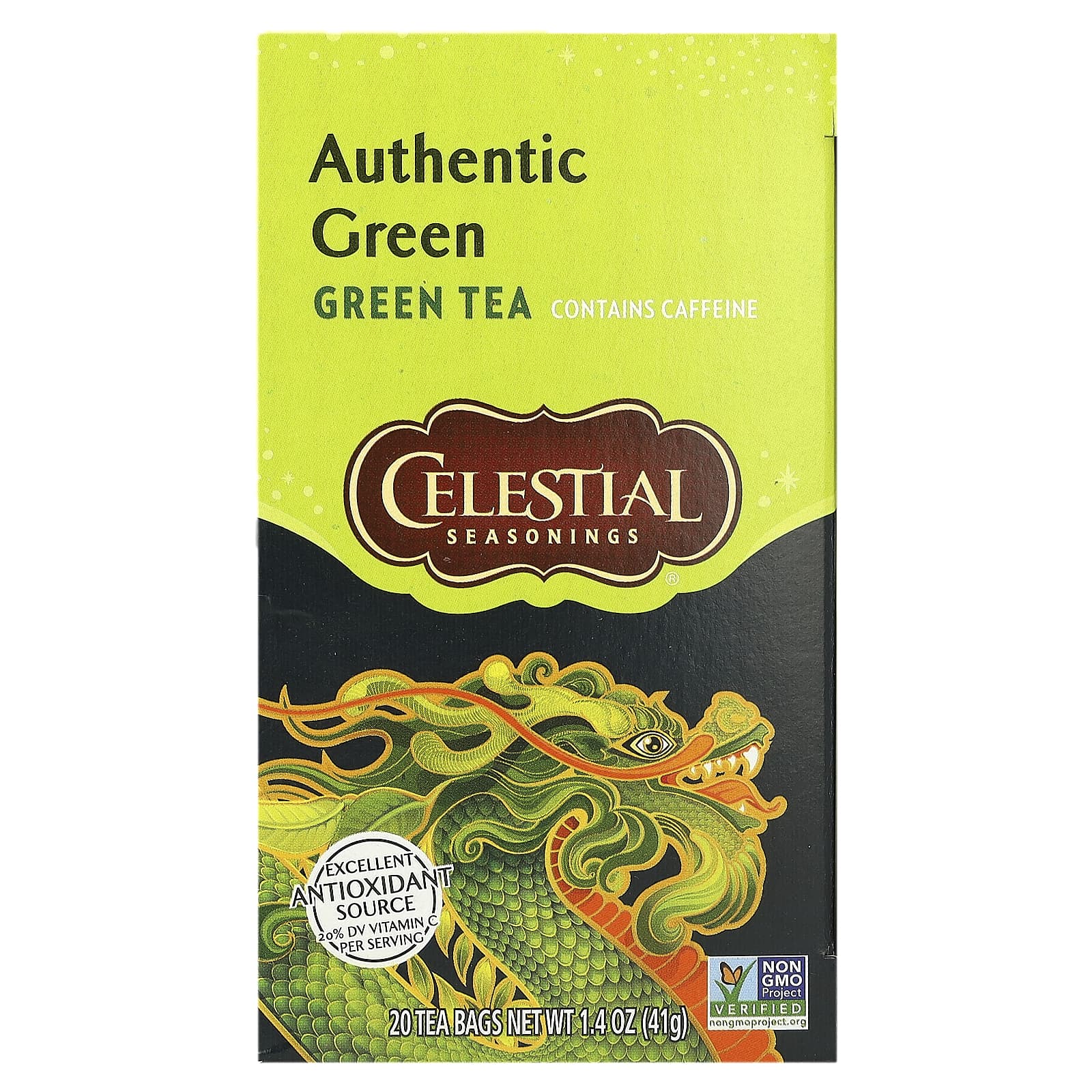 Authentic Green Tea by Celestial Seasonings - 20 Tea Bags - Image 1