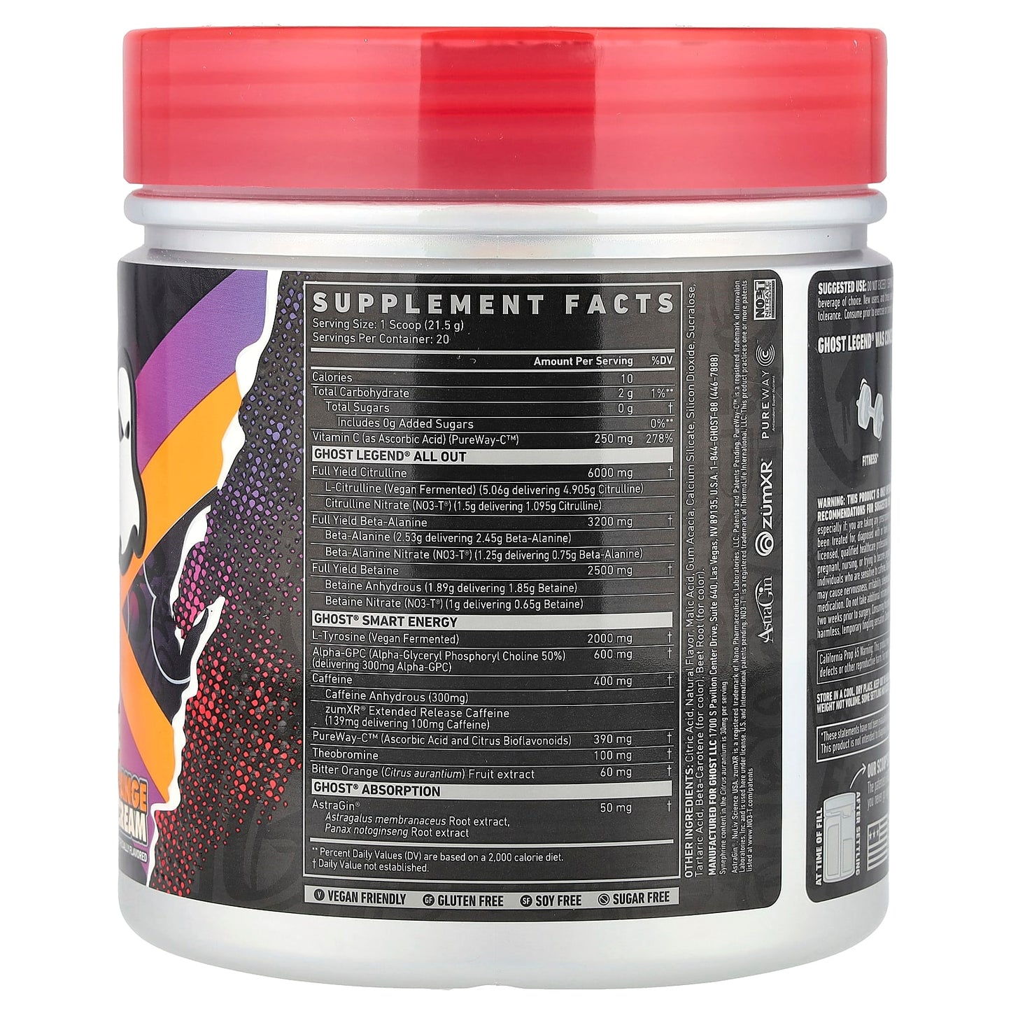 Ghost Legend All Out Pre-Workout - Orange Cream, 15.2 oz, Boost Energy & Endurance - Image 2