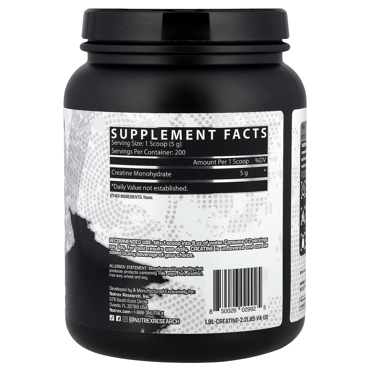Nutrex Research, Creatine Monohydrate, Unflavored, 2.2 lbs (1,000 g) - Image 2